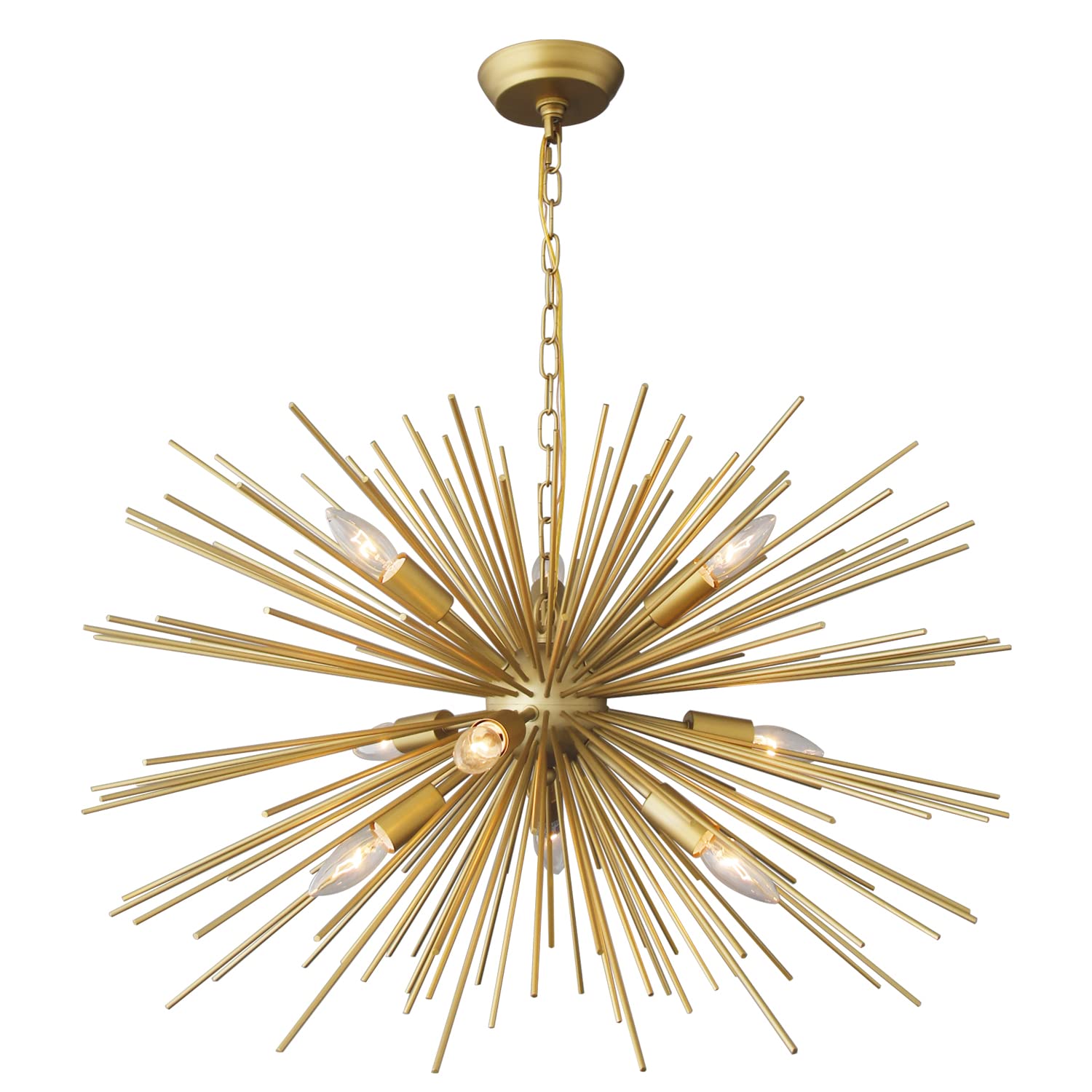 Modern Gold Sputnik Chandelier 9-Light Dining Room Chandelier Light Fixture for Living Room, Bedroom, Kitchen, Entryway, Foyer, 23in 15LB Solid Metal, YB233B9G