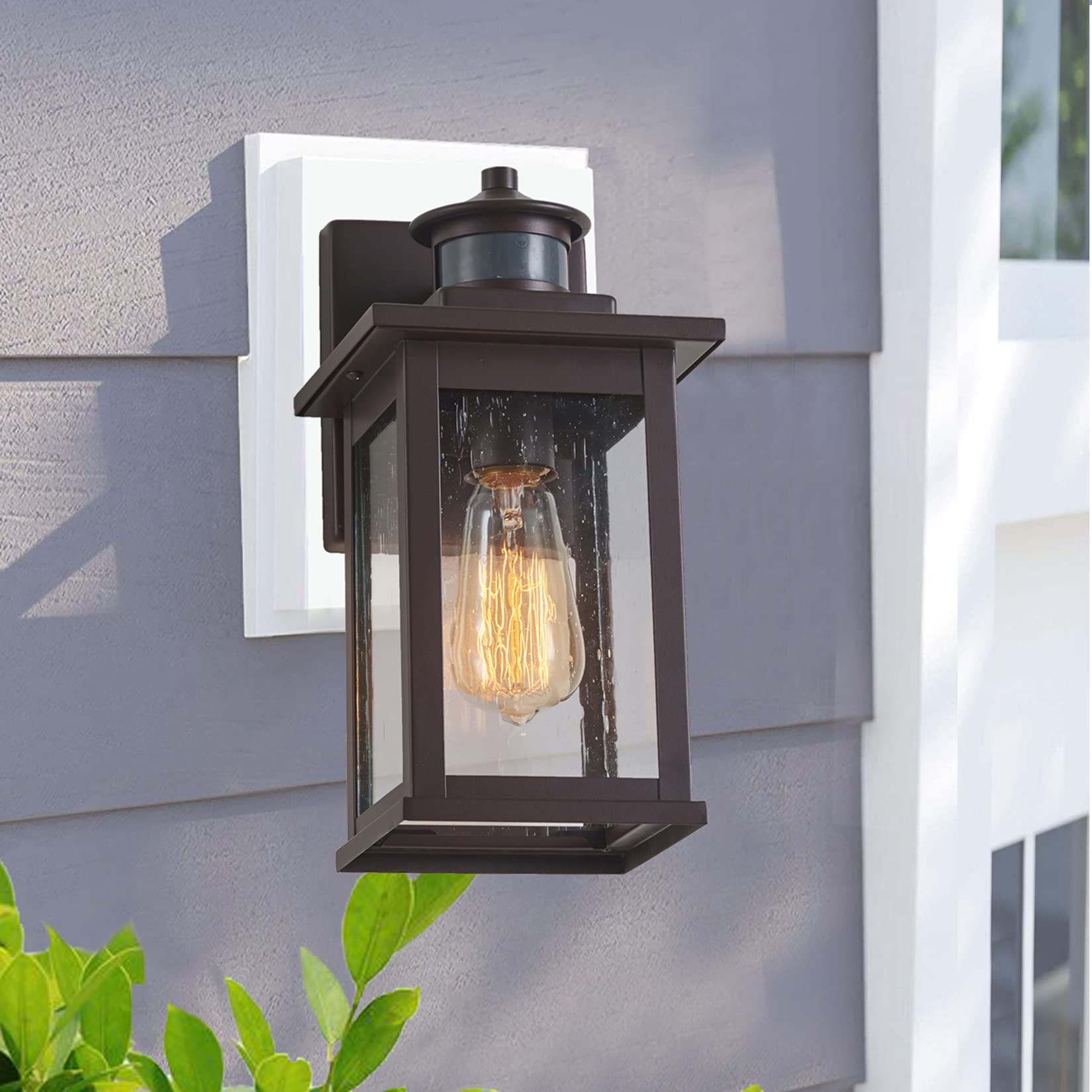 Porch Light Fixture, Oil Rubbed Bronze Outdoor Wall Sconce,13.25" Farmhouse Porch Light with Clear Seedy Glass for Garage, Patio, Porch, Doorway, Entryway.