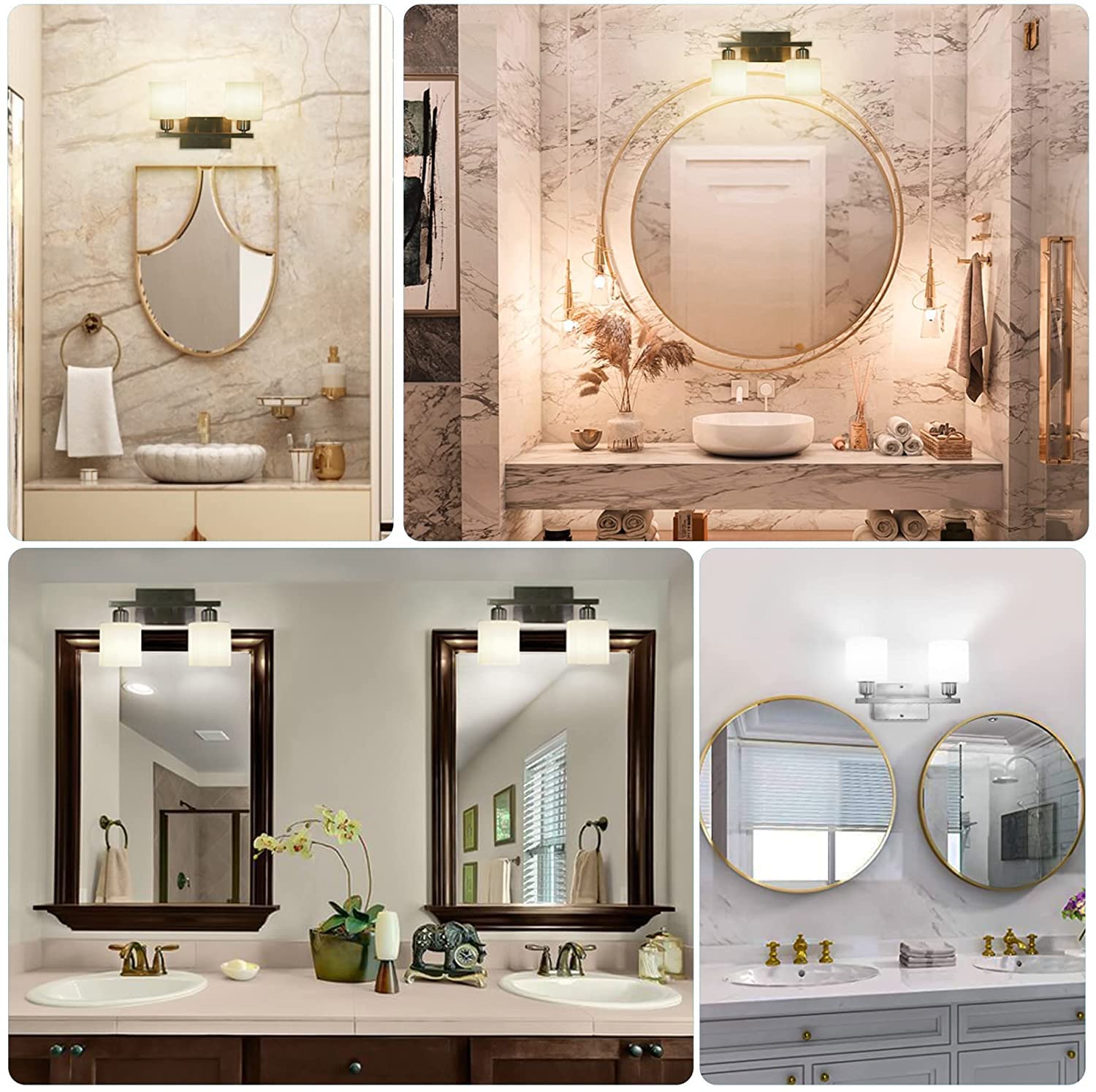 Black Bathroom Light Fixtures Over Mirror, Rustproof Vanity Lights for Bathroom, Modern 3-Light Wall Sconces for Living Room, Milky White Glass Shades, Standard E26 Base, Bulbs Not Included