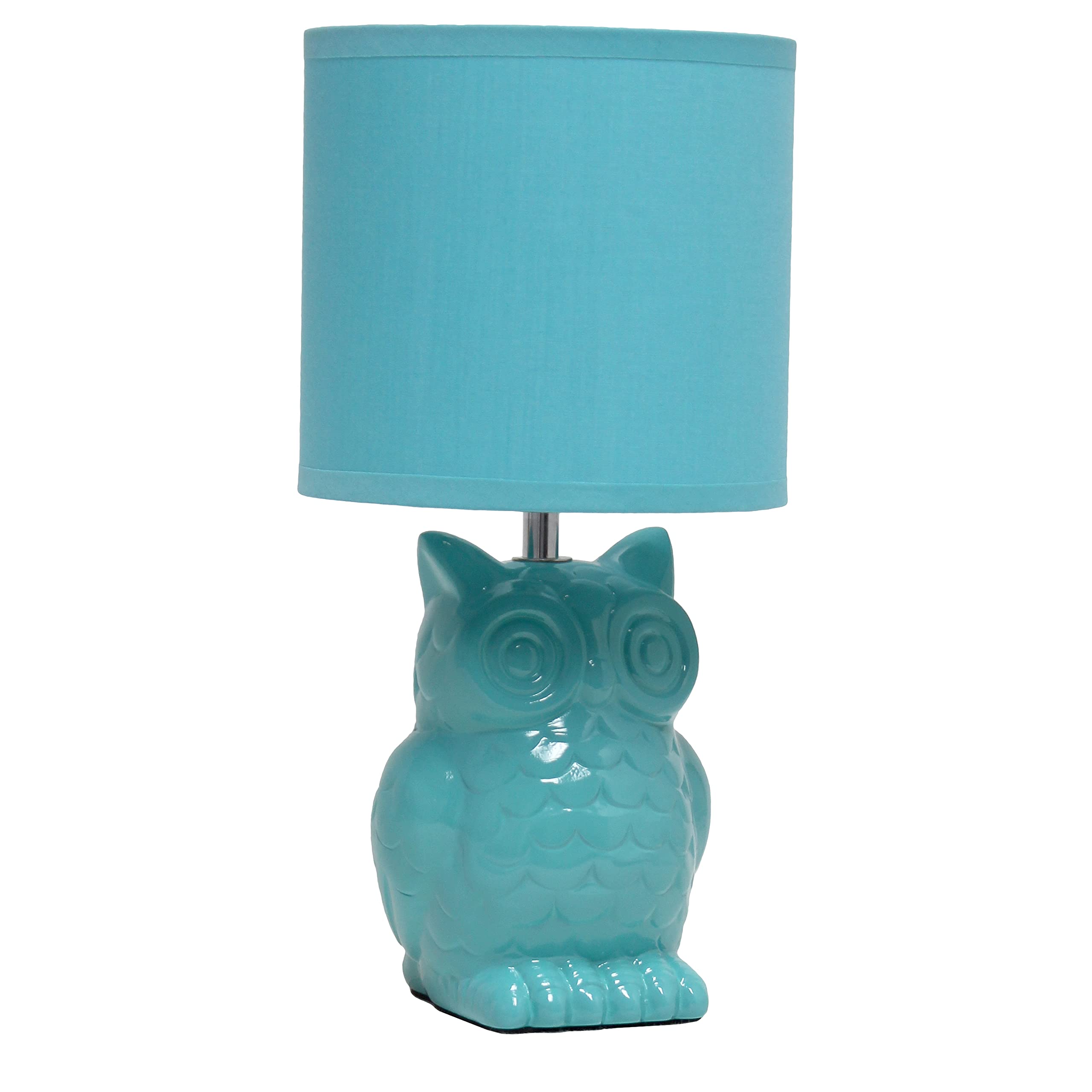 12.8" Tall Contemporary Ceramic Owl Bedside Table Desk Lamp w Matching Fabric Shade for Decor, Bedroom, Nightstand, Living Room, Entryway, Kids' Room, Nursery, Sage Green