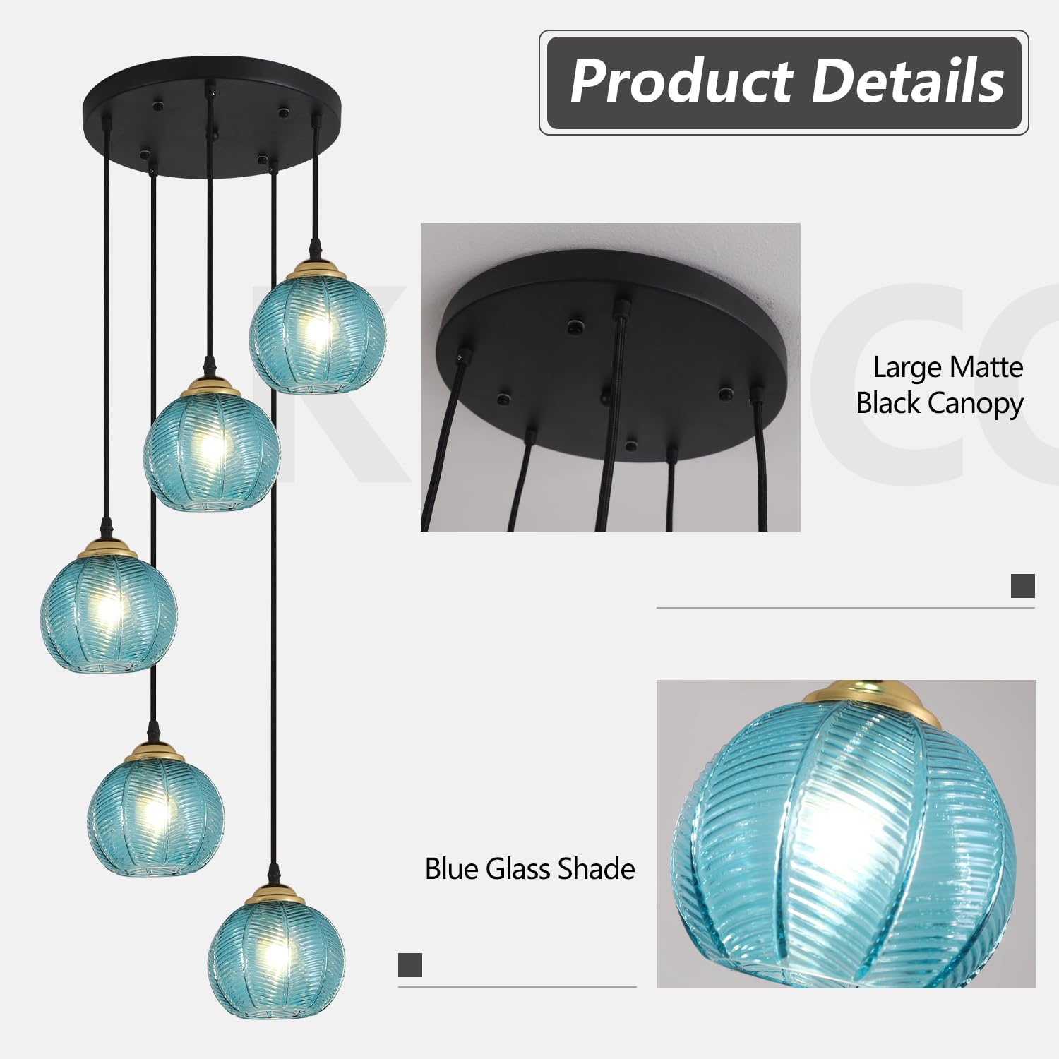 KCO Lighting 3-Lights Smoke Gray Glass Pendant Light Black Globe Round Cluster Chandelier Mid-Century Modern Multi Light Pendant Lighting Nordic Kitchen Island Light Fixture