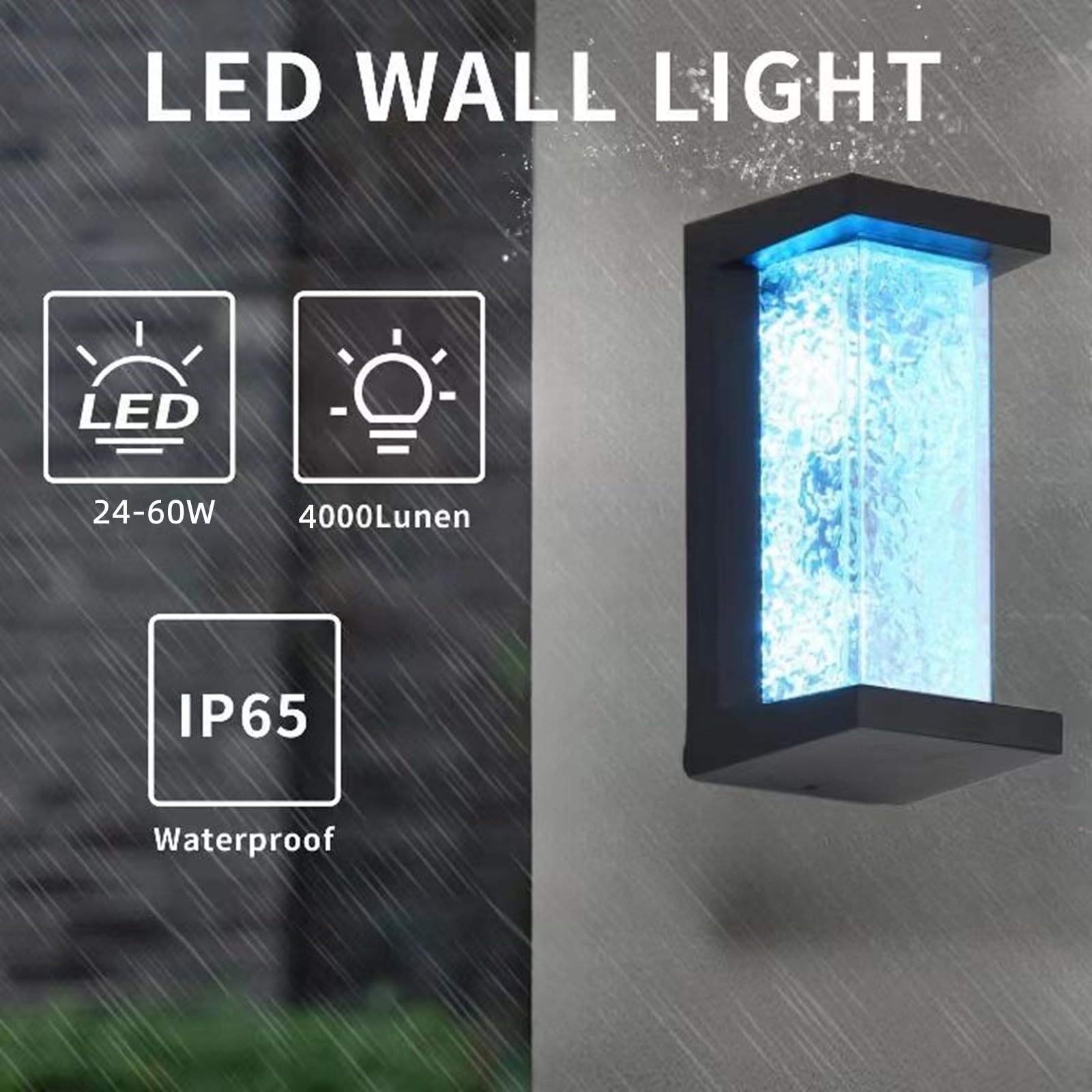 Wrasse Porch Lights Outdoor Waterproof 2000LM 20W Modern Exterior Neutral White Lighting Fixtures 6500K Black Outdoor Light Wall Mount Sconce Wired for House/Garage Front Door Outside