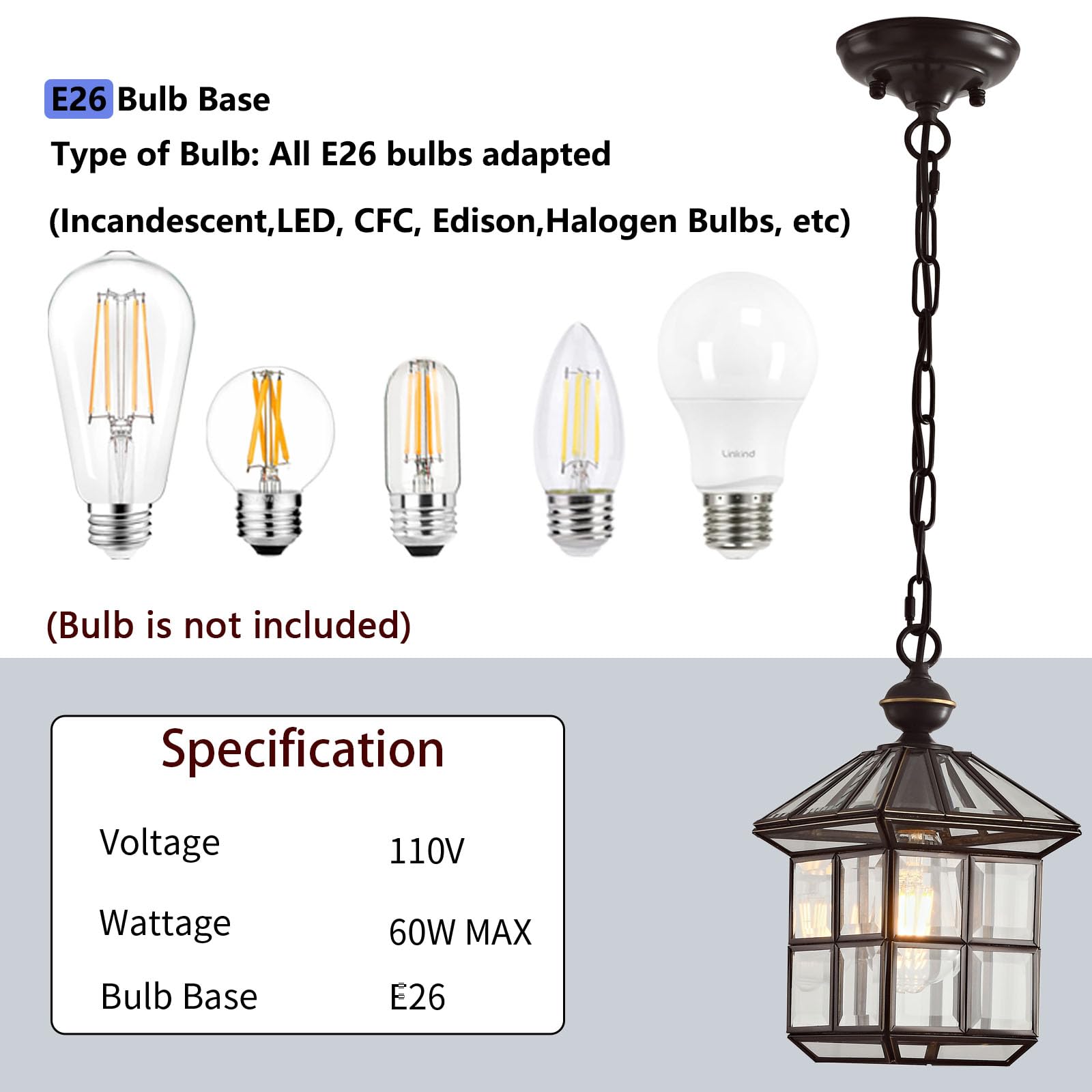 Mi Copper Brass Outdoor Pendant Light 12.6in Exterior Lantern Hanging Light Fixture Waterproof Anti-Rust Porch Light Outdoor Chandelier for Porch Kitchen Dining Room Entryway Patio