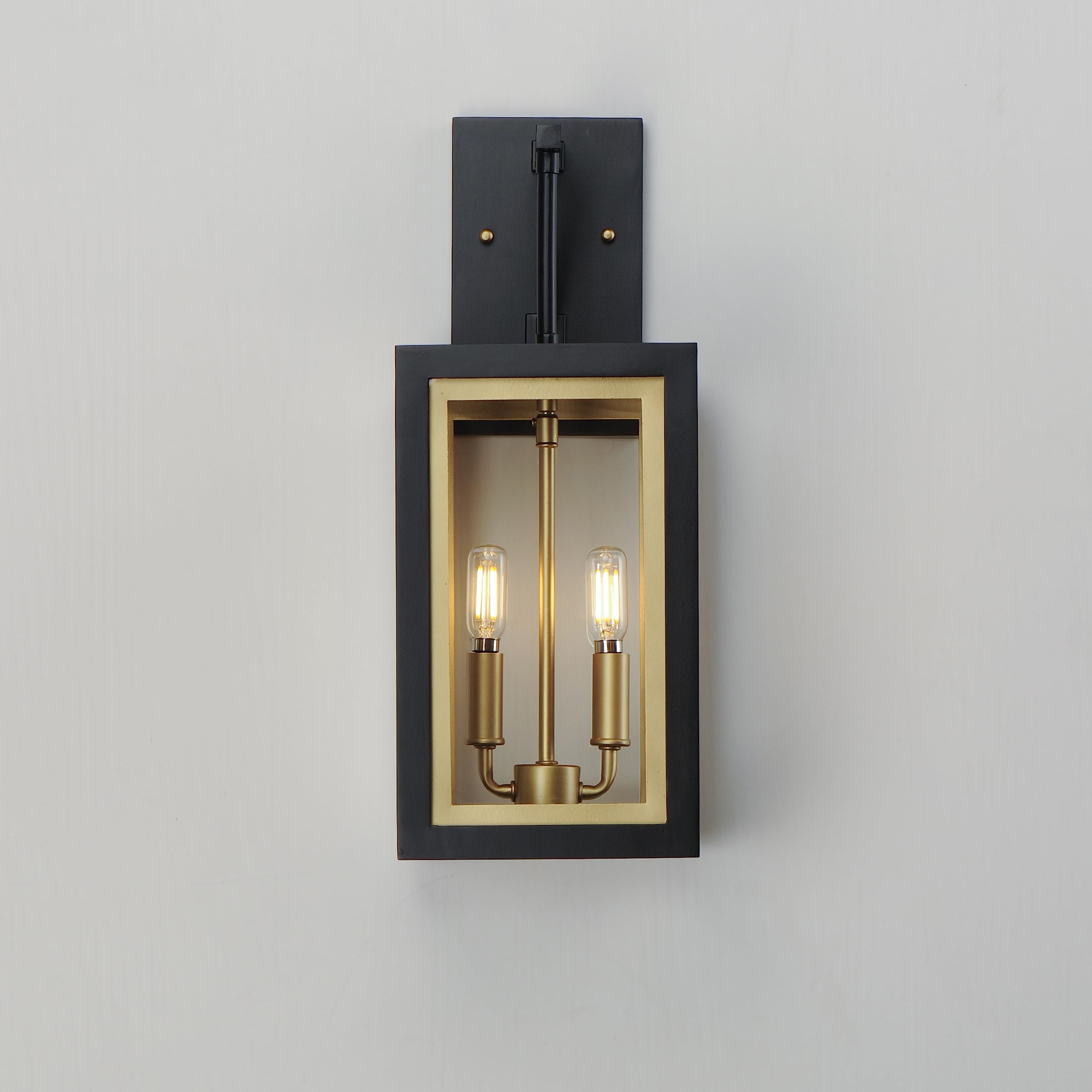 Lighting 30054CLBKGLD I Neoclass Collection 18 Inch Two Light Outdoor Wall Sconce I Black & Gold Finish I Modern Contemporary Light Fixture I