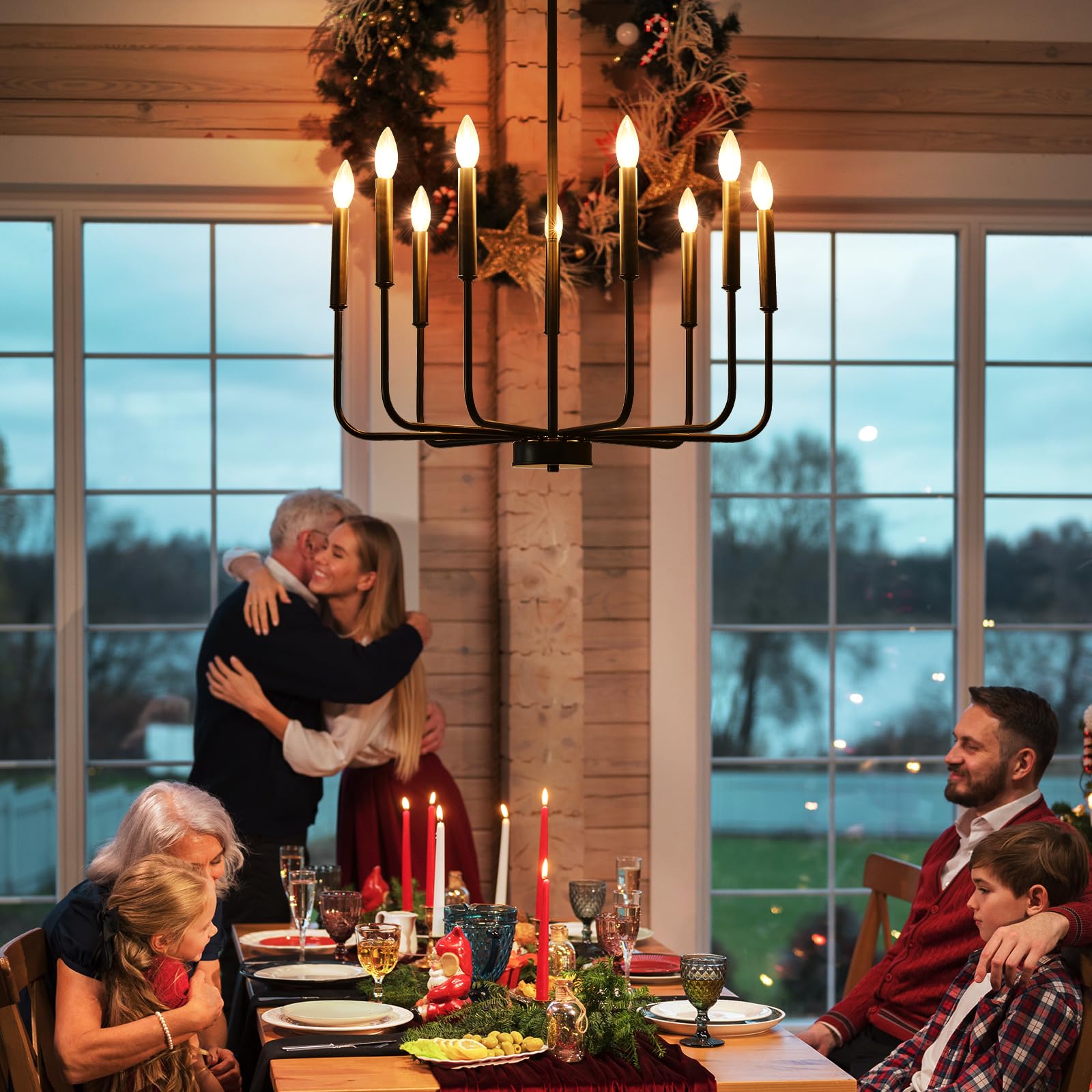 Gold Chandeliers, 6-Light Metal Candle Farmhouse Chandeliers, Rustic Industrial Modern Chandeliers Lighting Fixtures Hanging for Living Room, Kitchen, Bedroom, Dining Room(Bulbs are not Included)