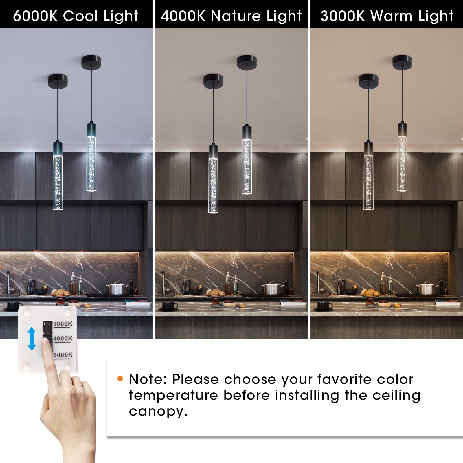 Modern Pendant Lighting 5-Light Linear Chandeliers Dimmable LED Pendant Lights Kitchen Island Lighting with Matte Black Finish and Acrylic Shades for Kitchen Island and Dining Room…