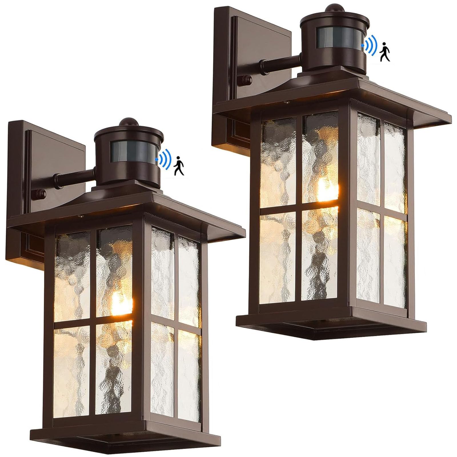 Motion Sensor Outdoor Wall Lantern Dusk to Dawn Exterior Porch Light Fixture Brown Outside Garage Sconce Lighting Waterproof Farmhouse Wall Mount Carriage Lamp for House Patio Doorway