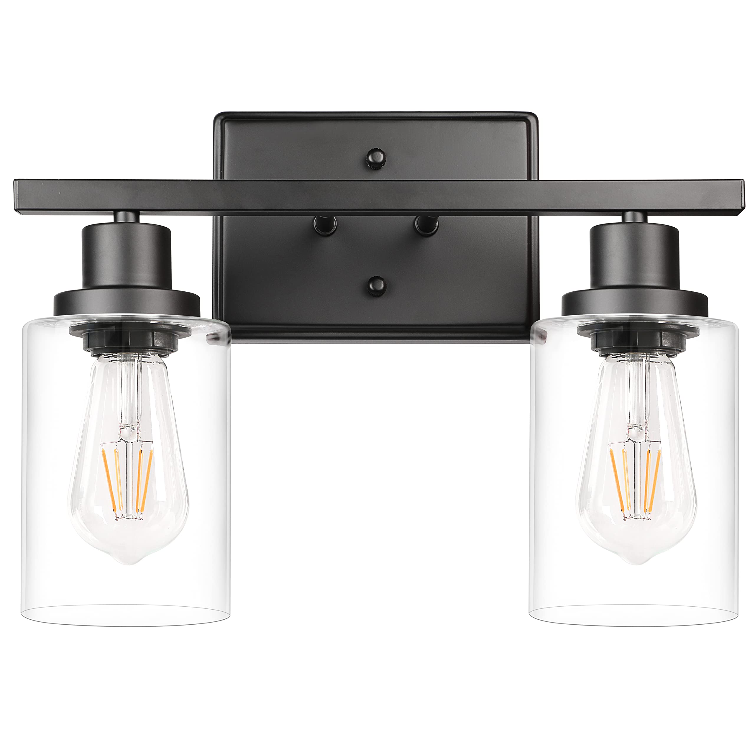 Ascher Bathroom Vanity Light Fixtures, 3 Light Wall Sconces Lighting with Clear Glass Shade, Brushed Nickel Wall Lights for Mirror, Kitchen, Living Room, Gallery, E26 Base (Bulbs Not Included)