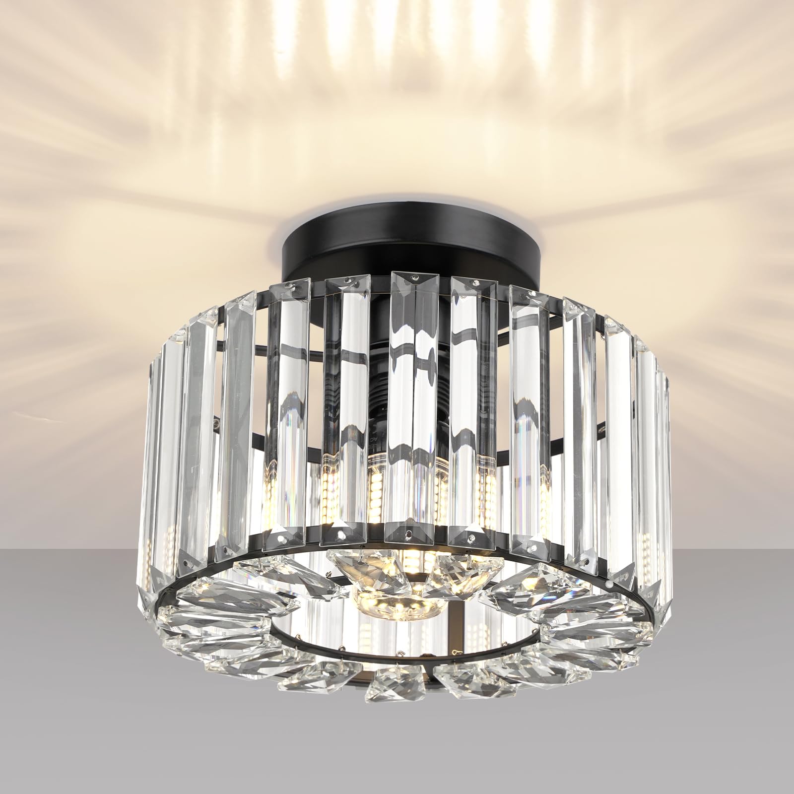 Semi Flush Mount Ceiling Light - Crystal Chandelier Modern Ceiling Light Fixture Hallway Light Fixtures Ceiling Gold Flush Mount Ceiling Light for Porch Kitchen Bedroom Living Room Entryway