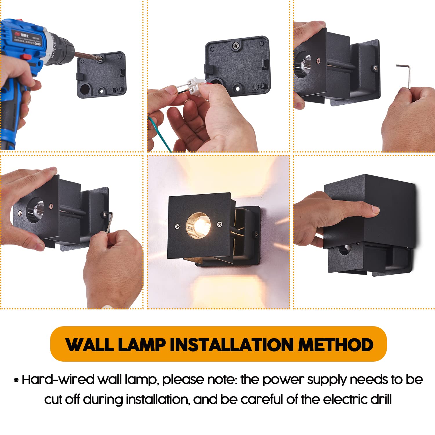 LANFU LED Aluminum Waterproof Outdoor Wall Sconce, Outdoor Wall Light 6W 100-277V 3000K Outdoor Cube Square Wall Light Warm Light 2 LEDs Black 6W Outside Wall Lights for House Patio