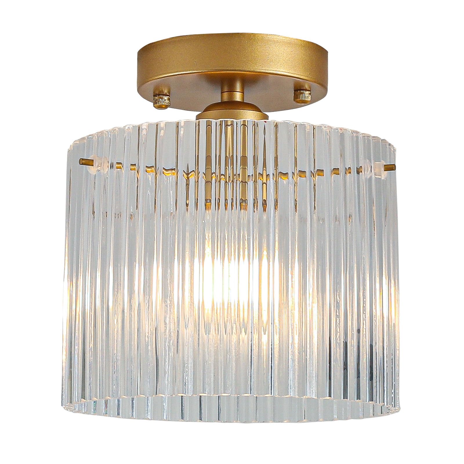 Modern Semi Flush Mount Ceiling Light, Industrial Clear Glass Ceiling Light Fixture, Crystal Ceiling Lamp, Modern Ceiling Lamps, Farmhouse Light for Entryway Hallway Kitchen Dining Room