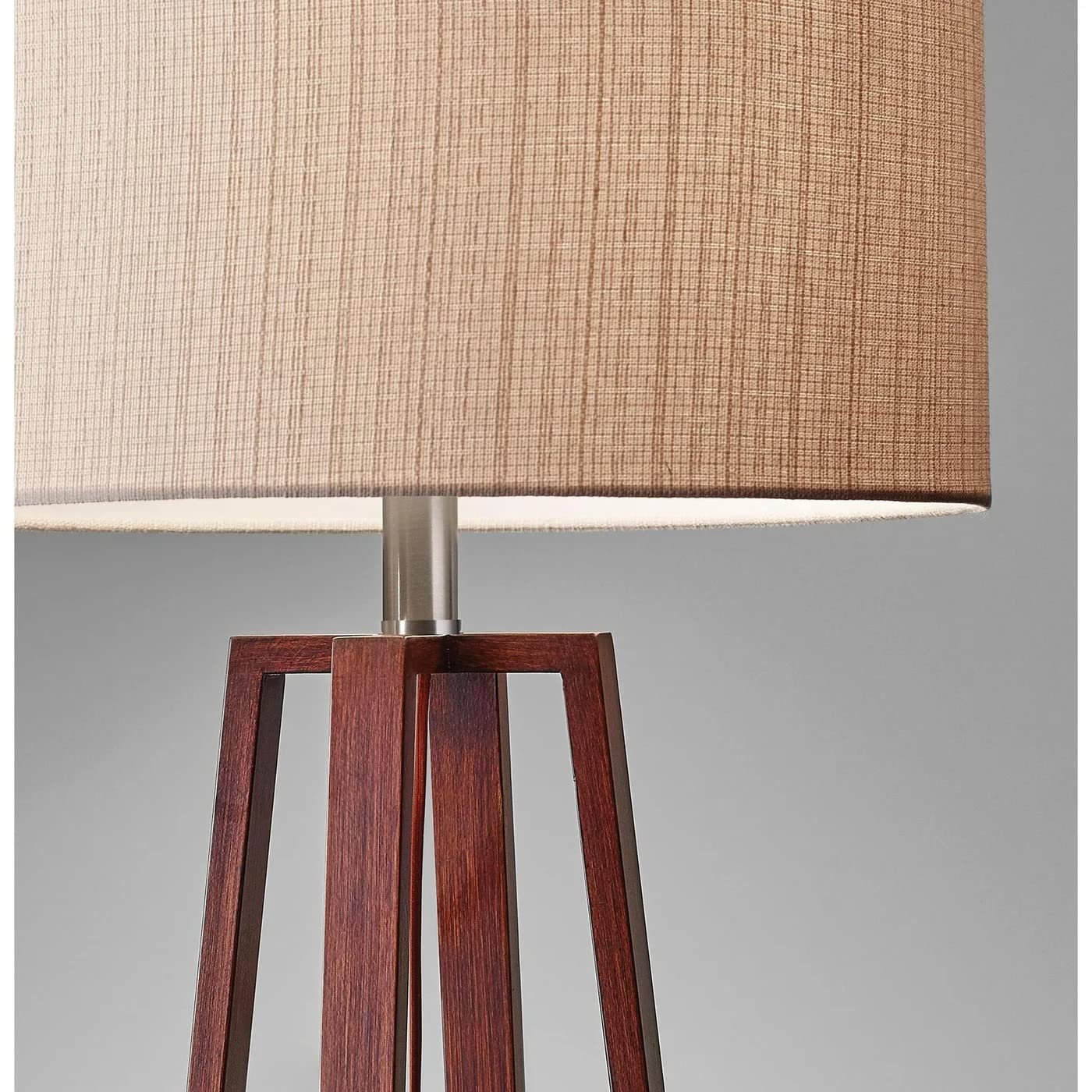 1504-15 Quinn Floor Lamp, 60 in, 150 W Incandescent/CFL, Walnut Birch Wood, 1 Wooden Lamp , White