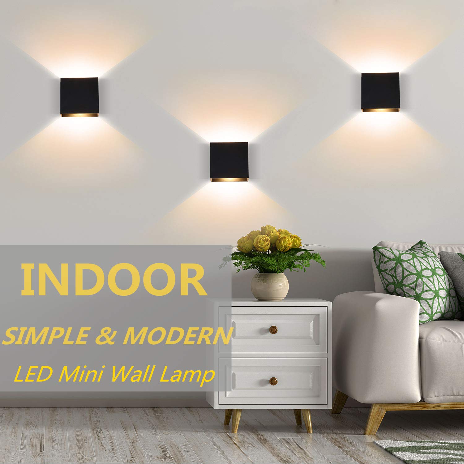 Modern Wall Sconce Mini 10W White Hardwired, Set of 2 Up Down Wall Mount Lights Indoor Mini Metal LED Wall Lamp for Living Room Bedroom Hallway Decor, Warm White, O1181TP