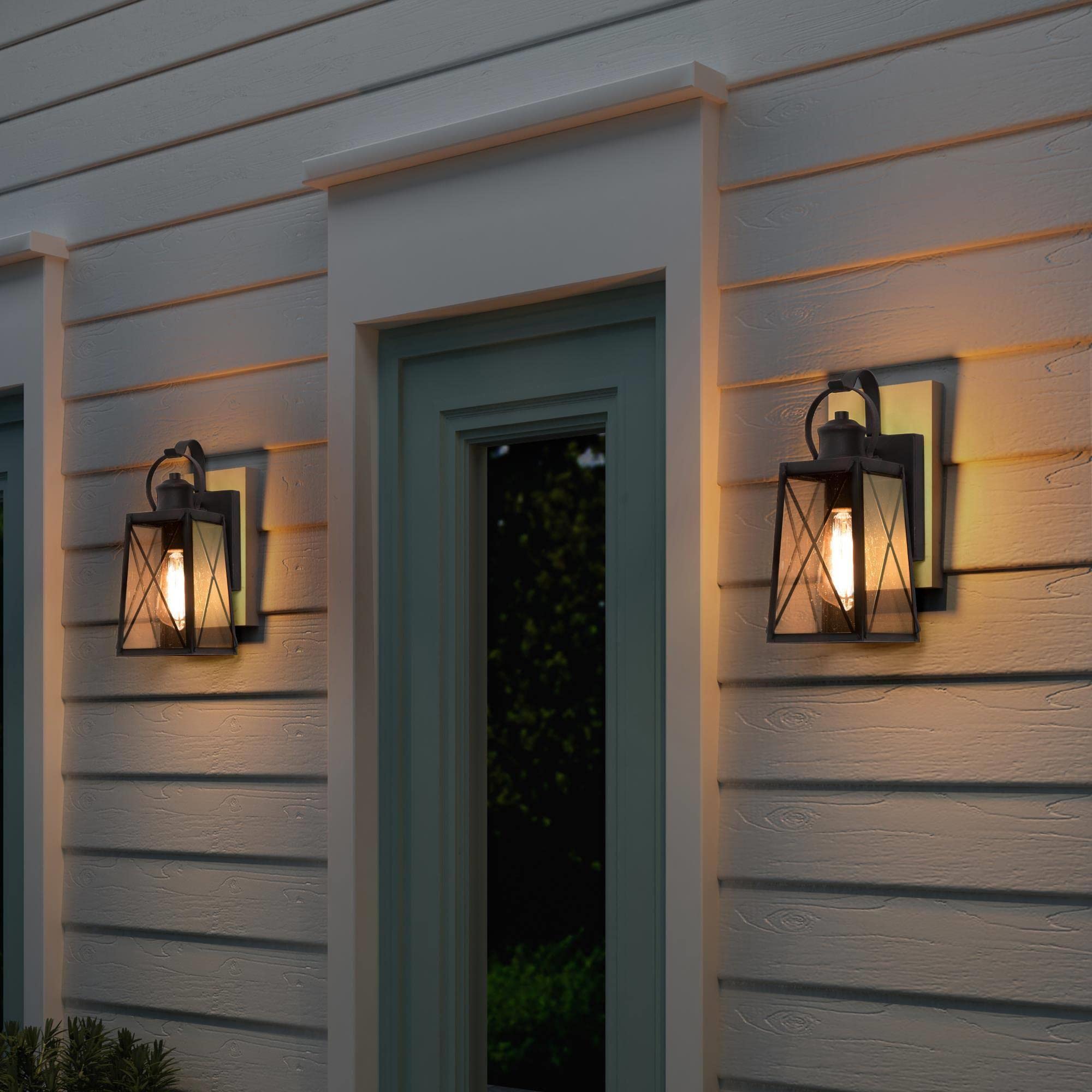 Outdoor Wall Lights, Exterior Wall Sconces Light Fixture with Seeded Glass, Waterproof and Anti-Rust Lanterns for Front Door, Entry, Porch, Patio, and Gazebo