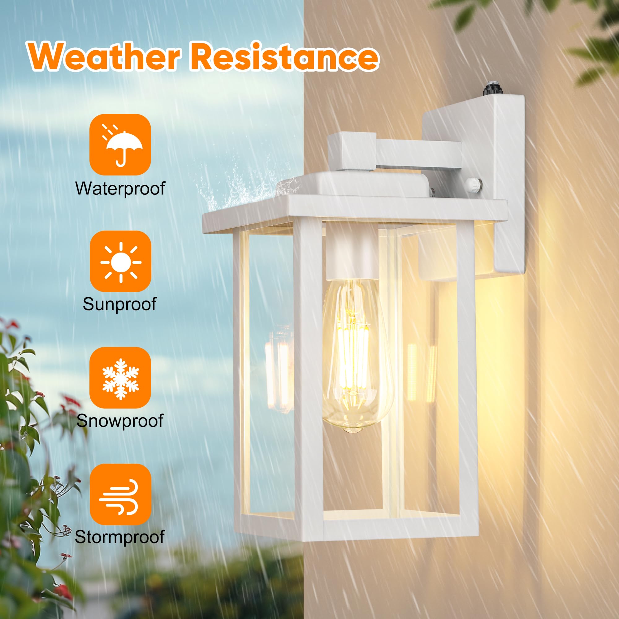 Outdoor Porch Lights Fixtures Wall Mount, Dusk to Dawn Outdoor Lighting Fixtures for House, Sensor Exterior Wall Lights, Waterproof Sconce Outside Lamp, Anti Rust Wall Lantern for Garage