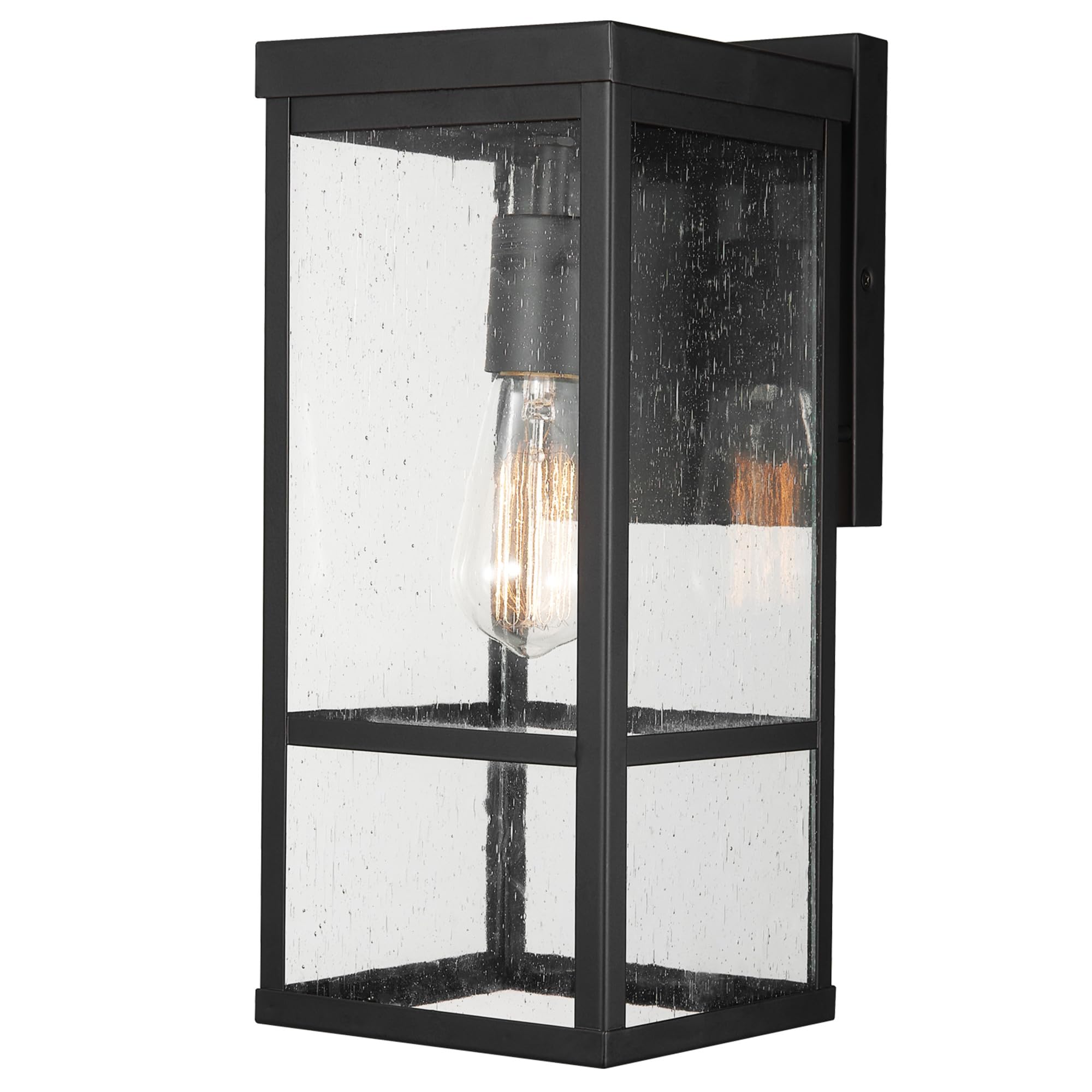 1-Light Outdoor Indoor Wall Sconce, Matte Black, Clear Glass Shade 16