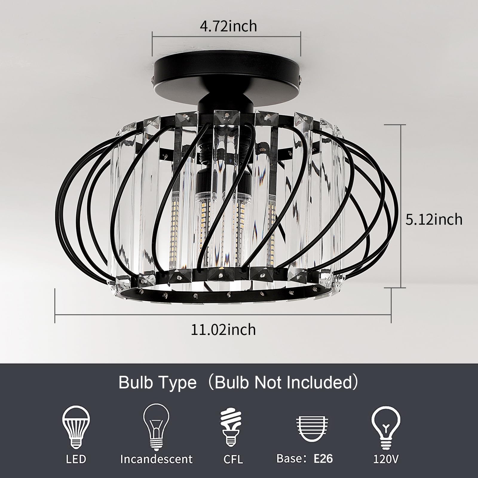 Semi Flush Mount Ceiling Light - Gold Light Fixture Flush Mount Light Metal Cage Close to Ceiling Light fixtures Hallway Light Fixtures Ceiling for Bedroom Living Room Kitchen Bathroom Entryway