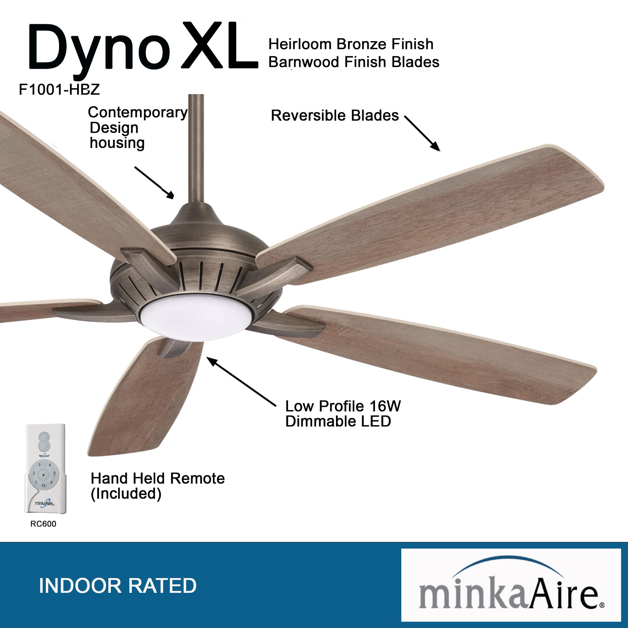 60" Ceiling Fan with LED Light & Remote, Oil Rubbed Bronze