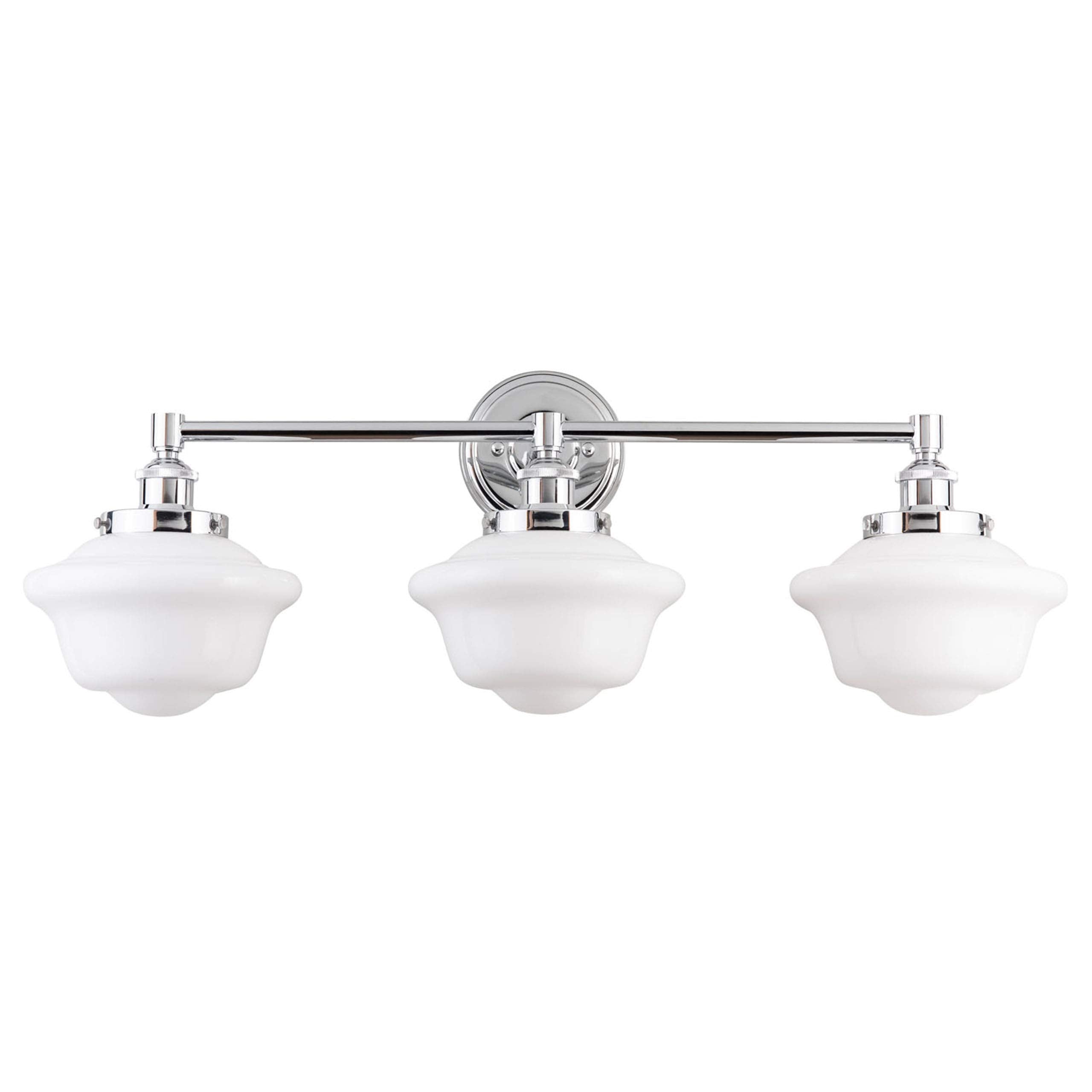 Farmhouse Brushed Nickel Bathroom Light Fixtures Over Mirror 2-Light Bathroom Vanity Light Fixture Milk Glass Shades Modern Vanity Lights, UL Listed