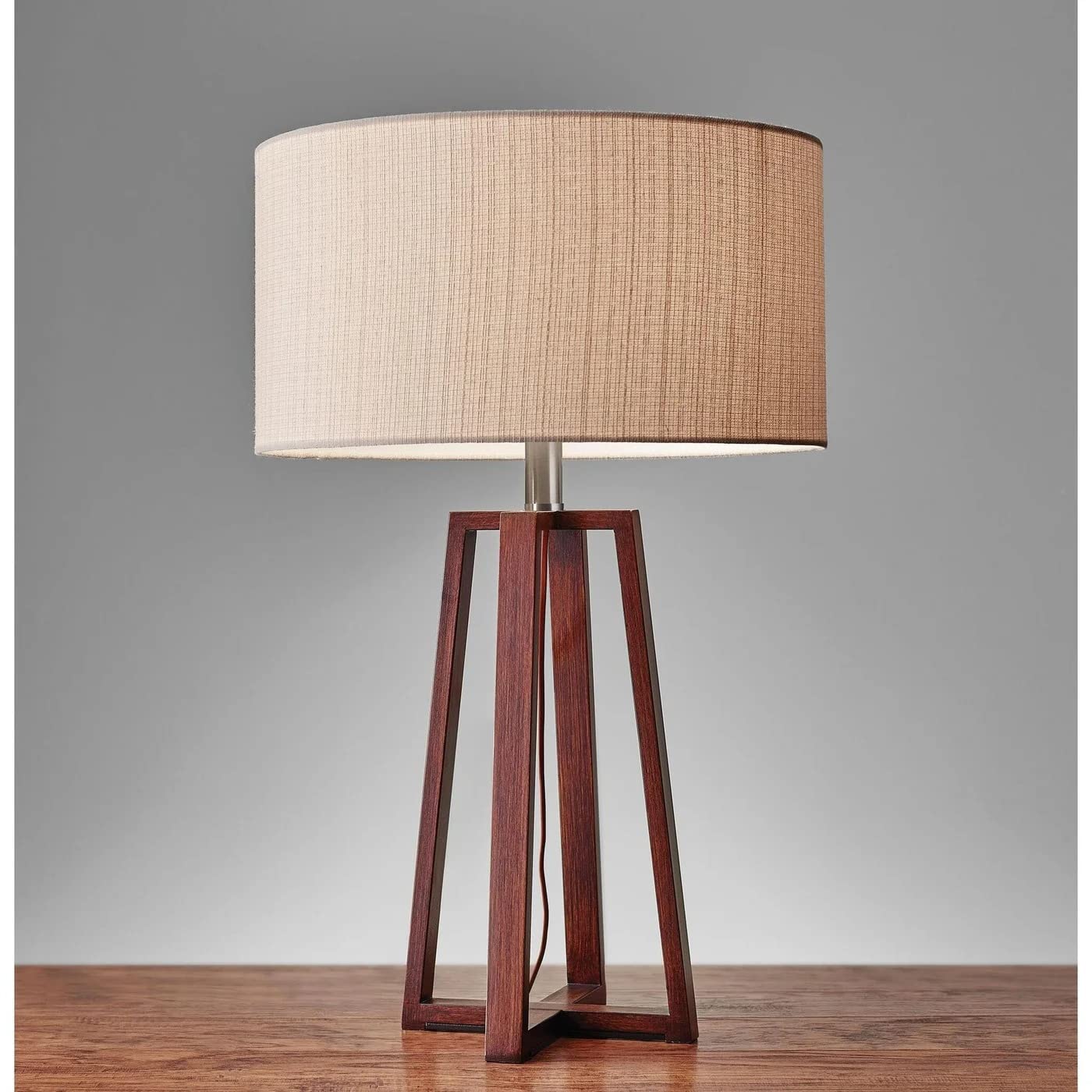 1504-15 Quinn Floor Lamp, 60 in, 150 W Incandescent/CFL, Walnut Birch Wood, 1 Wooden Lamp , White