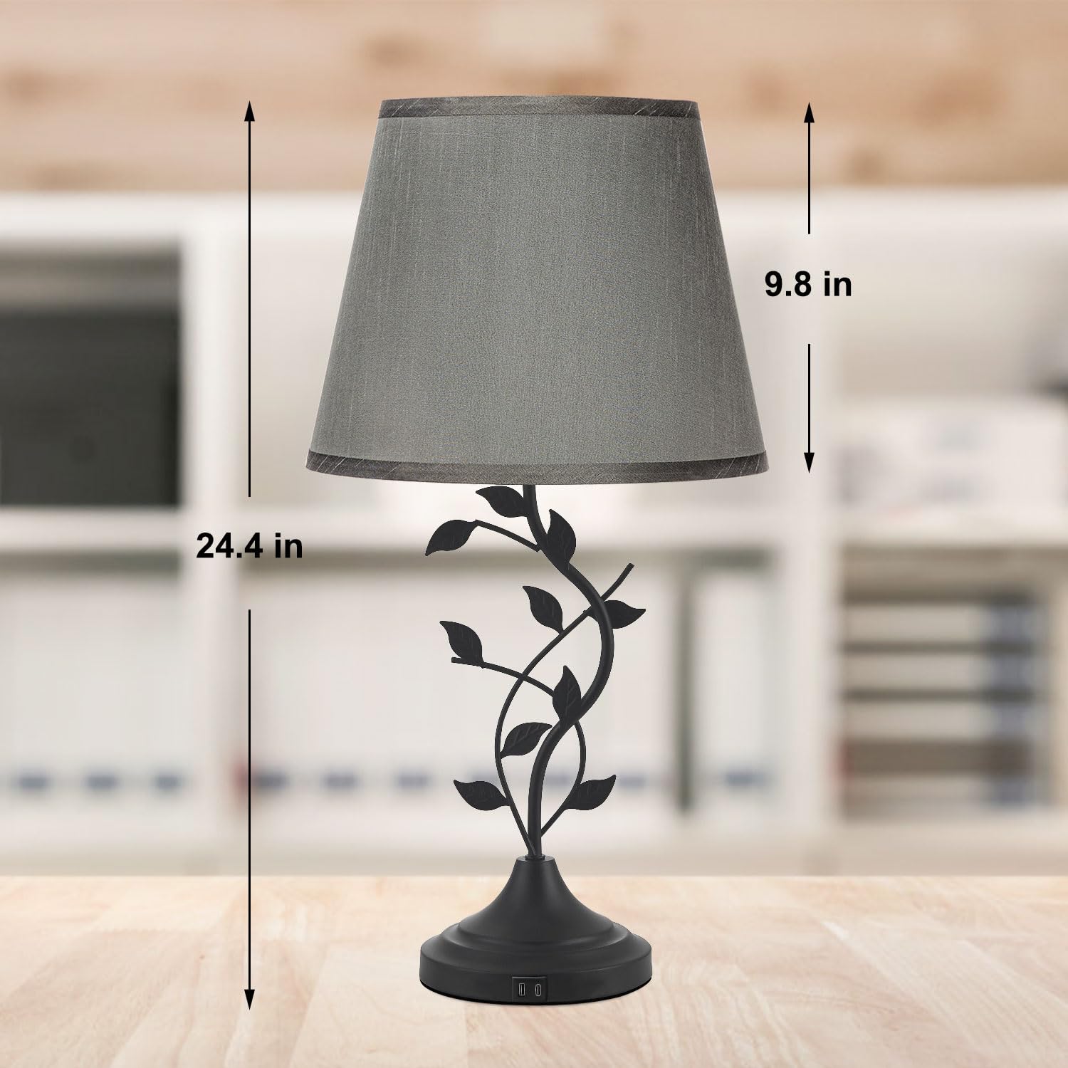 USB Charging Bedside Nightstand Lamp for Living Room and Bedroom - Traditional Tall Retro Desk Lamp with USB-A and USB-C Ports