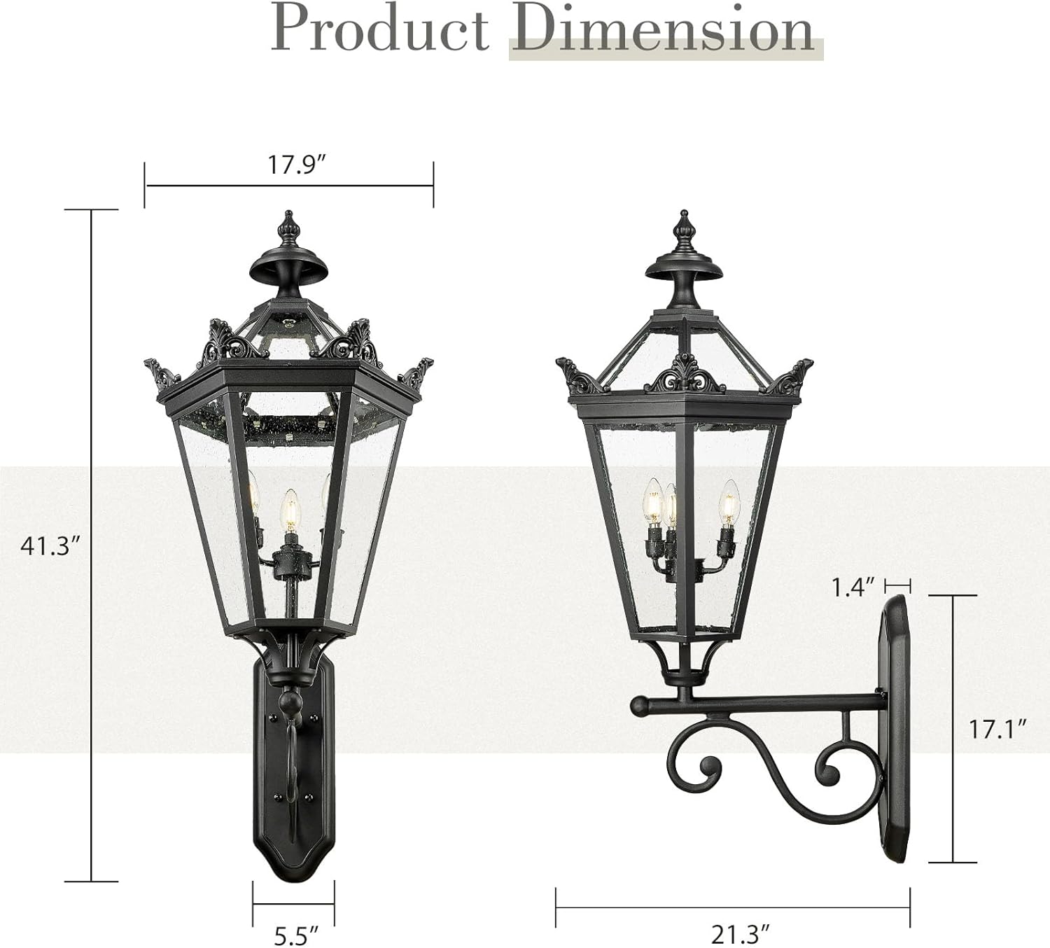 32 Inch Outdoor Front Door Hanging Light, Farmhouse Exterior Pendant Lantern Waterproof Ceiling Mount with Seeded Glass, Black Finish, XE283H BK