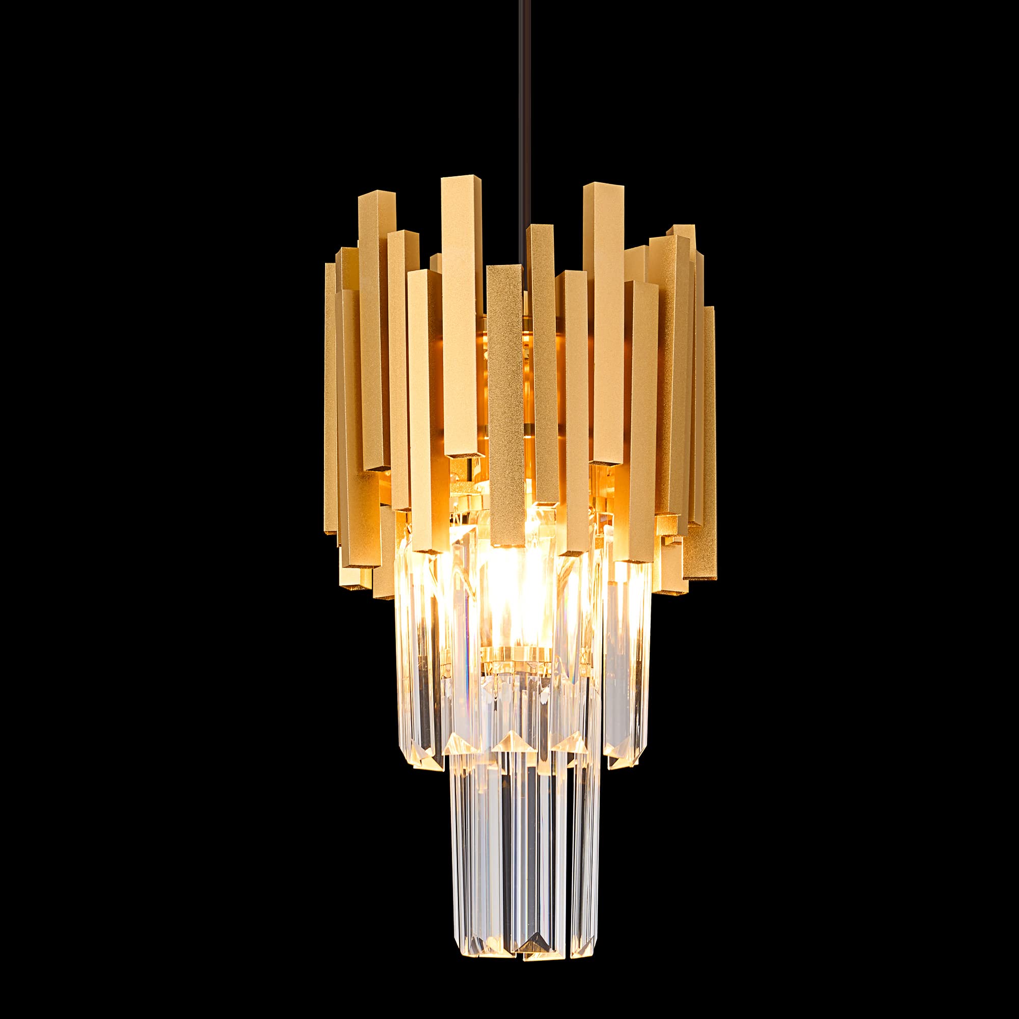 Gold Crystal Pendant Light Mini Modern Luxury Crystal Pendant Light Perfect for Dining Room, Bedroom, Kitchen, Living Room 3-Pack