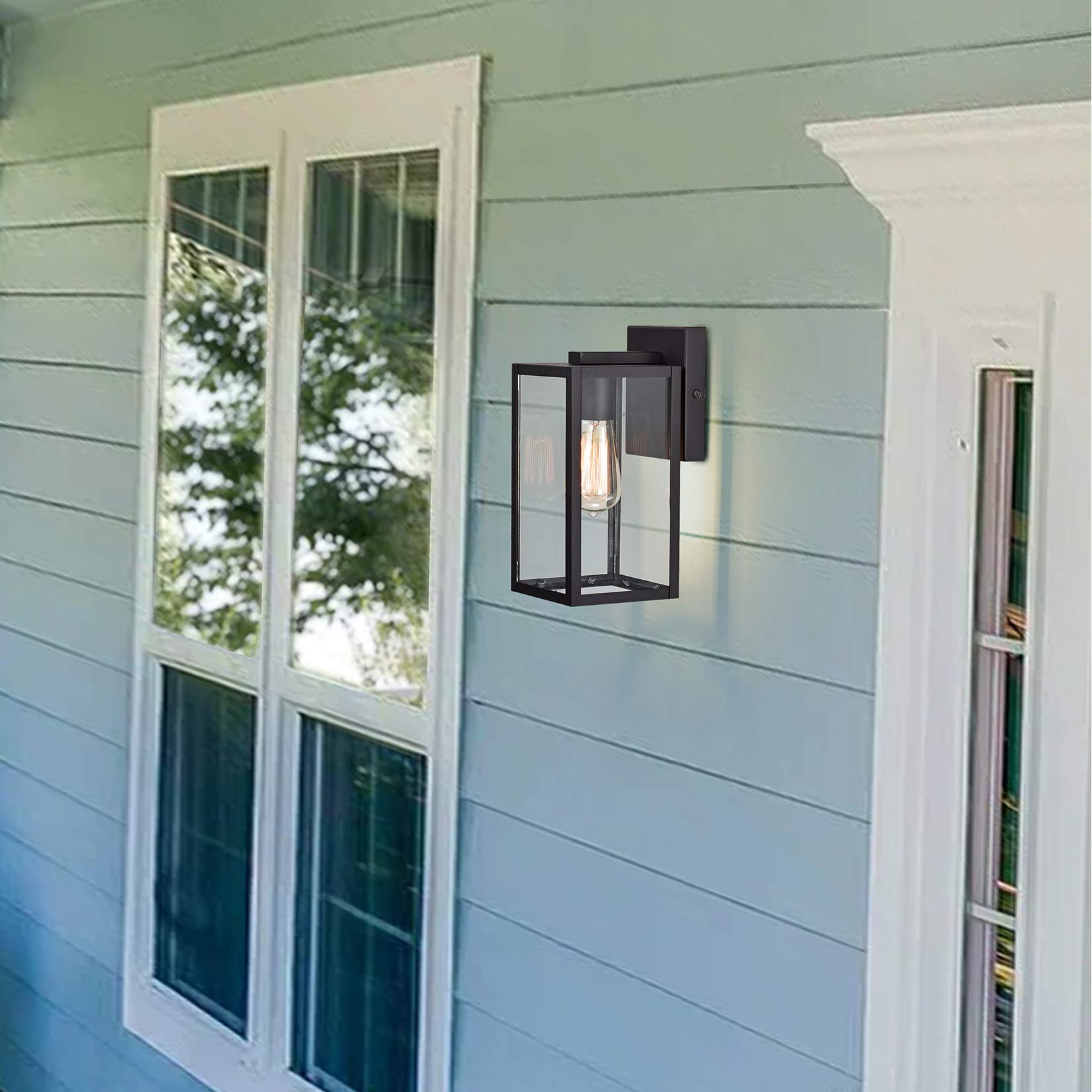 Outdoor Wall Sconce 2 Pack, 14.5 Inch Black Exterior Wall Mount Light Fixtures, Farmhouse Outside Lights for House, Garage, Porch, Patio, Yard, Hallway