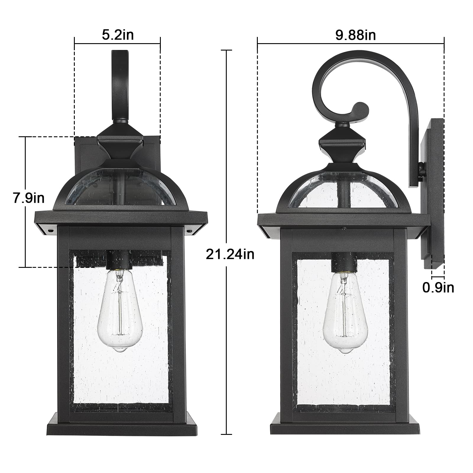 Outdoor Lights Fixtures Wall Mount, Outdoor Wall Sconce Lights with Seeded Glass Waterproof Outside Exterior Lights Fixture for House, Front Porch, Patio (1 Pack, White)