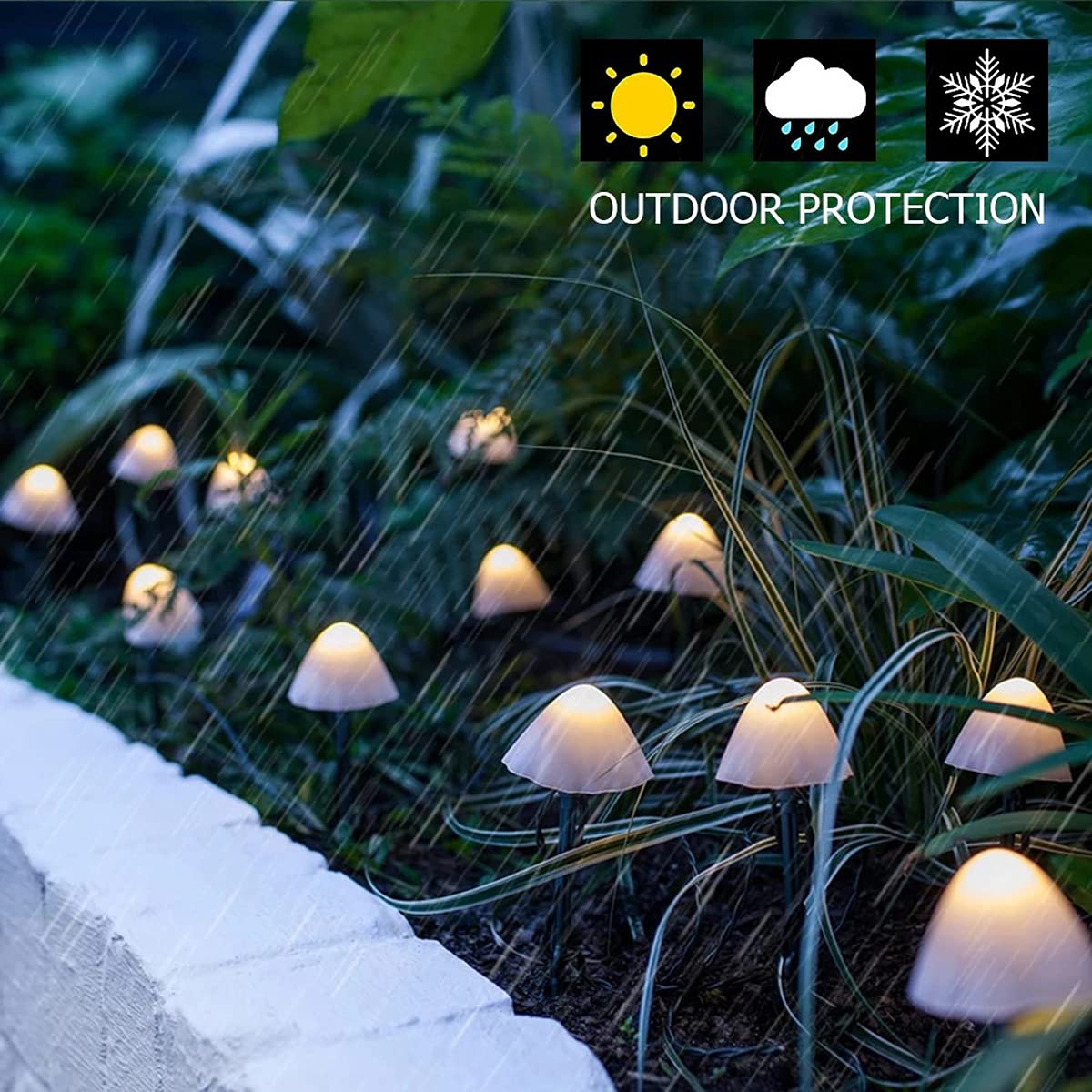 Mushroom Solar Lights-Set of 15pcs 29.5ft Fairy Solar String Light,Warm White 8 Modes Outside Solar Pathway Lights,Outdoor Decoration for Garden,Backyard,Lawn,Party,Christmas