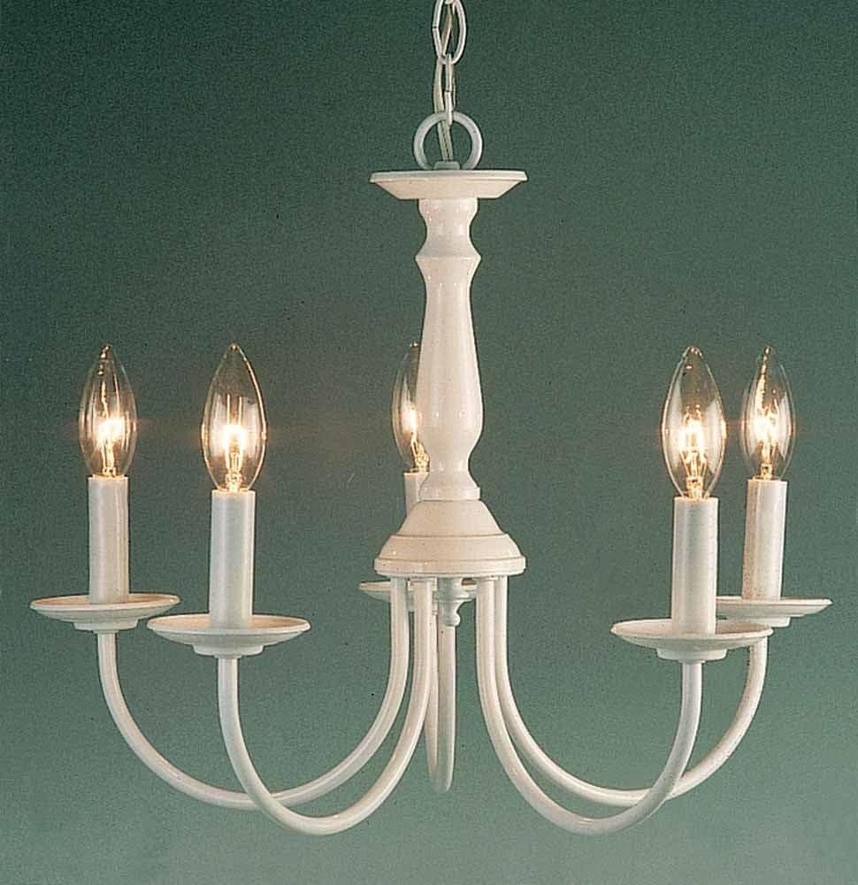 5-Light White Chandelier, 18" x 18" x 15"