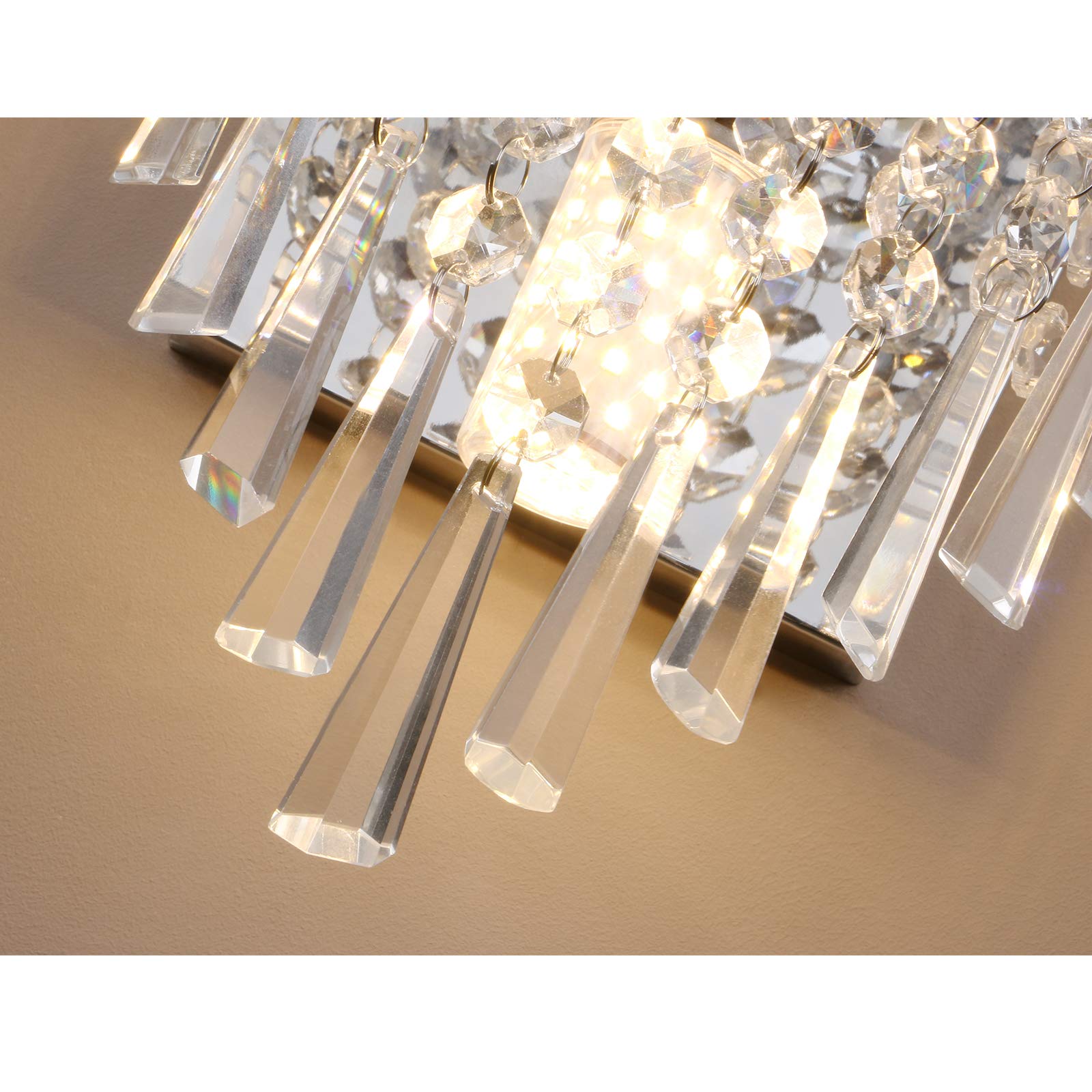 Crystal Wall Light, Chrome Finish Wall Sconce, Modern K9 Acrylic Crystal Drops Shade Wall Lamp Bedroom Living Room Lighting