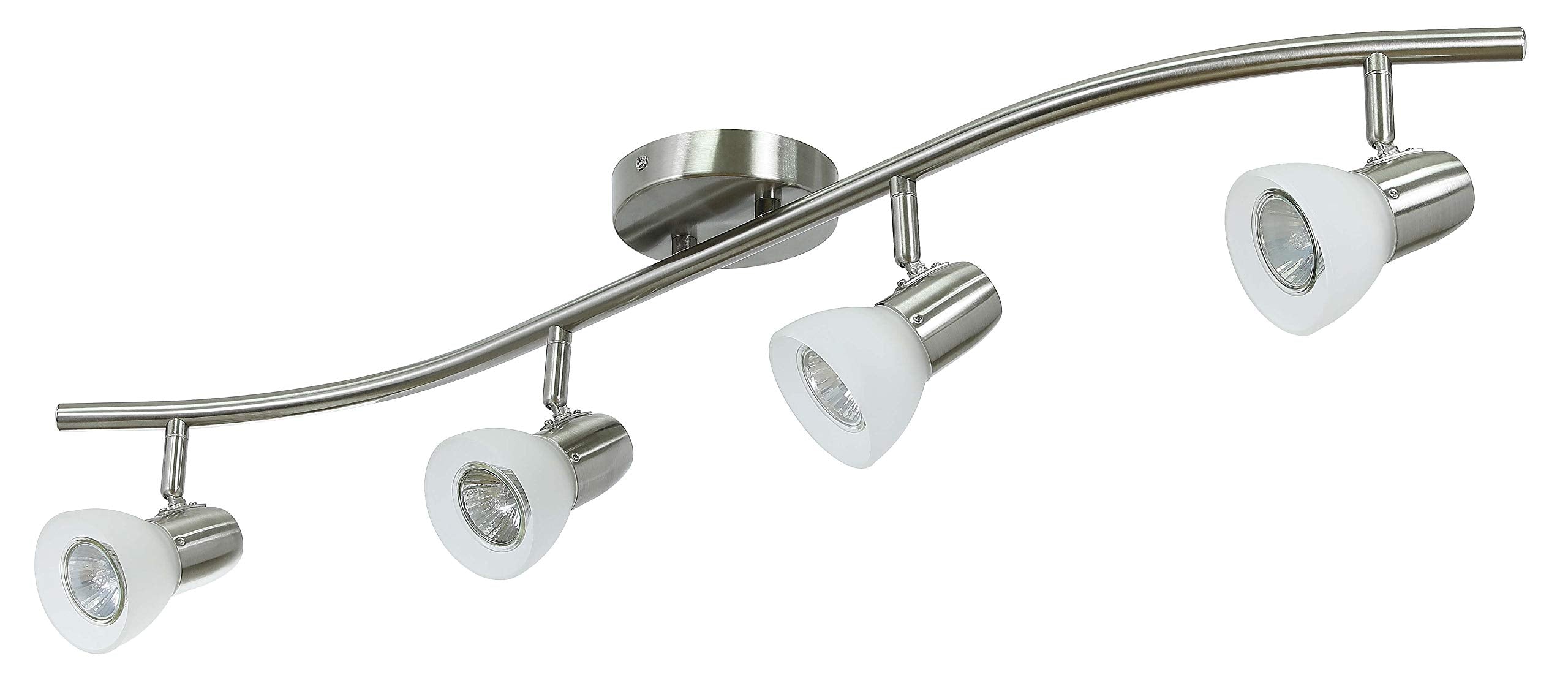 Track Light, 4 Light Kitchen Track Lighting, Modern S-Shaped Ceiling Track Light Bar Brushed Nickel Finish XB-TR1223-4-BN