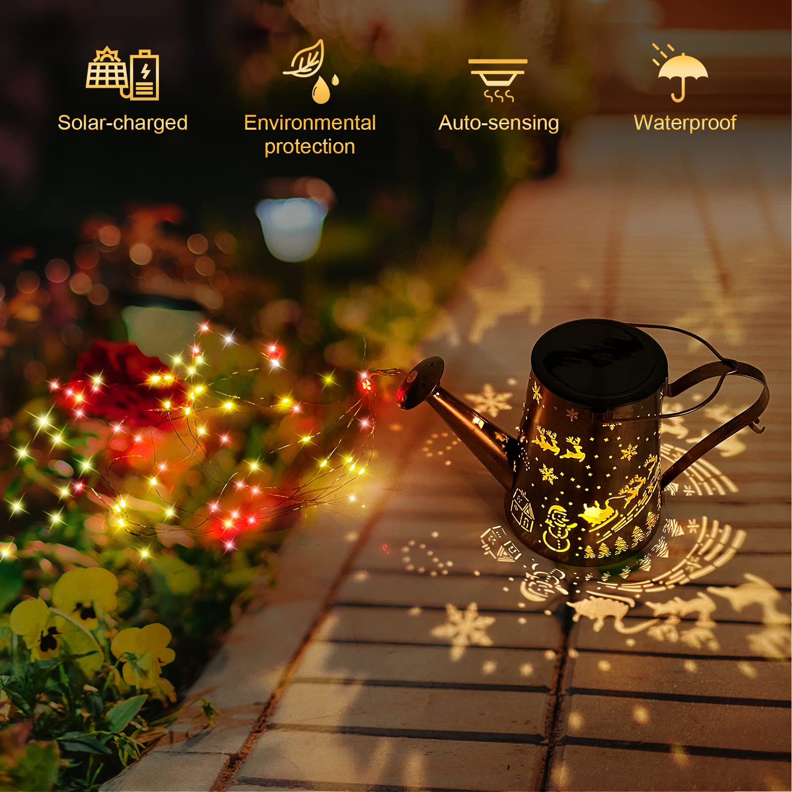 Solar Lights Outdoor Garden Decorations,Watering Can Landscape Light Large Hanging Lantern ,Outside Waterproof Patio Decor Perfect Gardening Gift