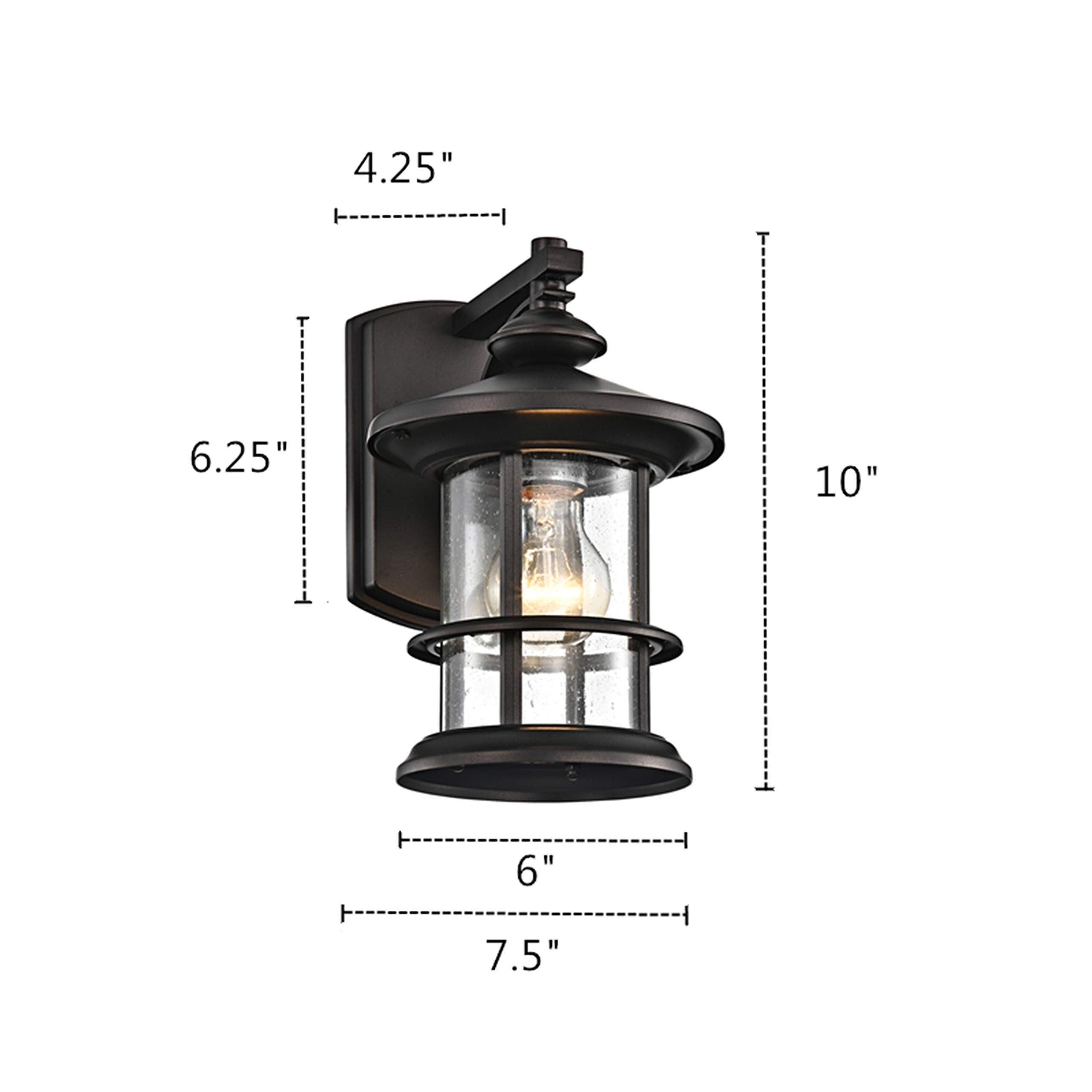 Oil Rubbed Bronze Outdoor Light Sconces Wall Mount, Clear Seedy Glass Large Exterior Porch Wall Lantern, 12.5" Outside Lights for House, Front Porch, Patio, Backyard