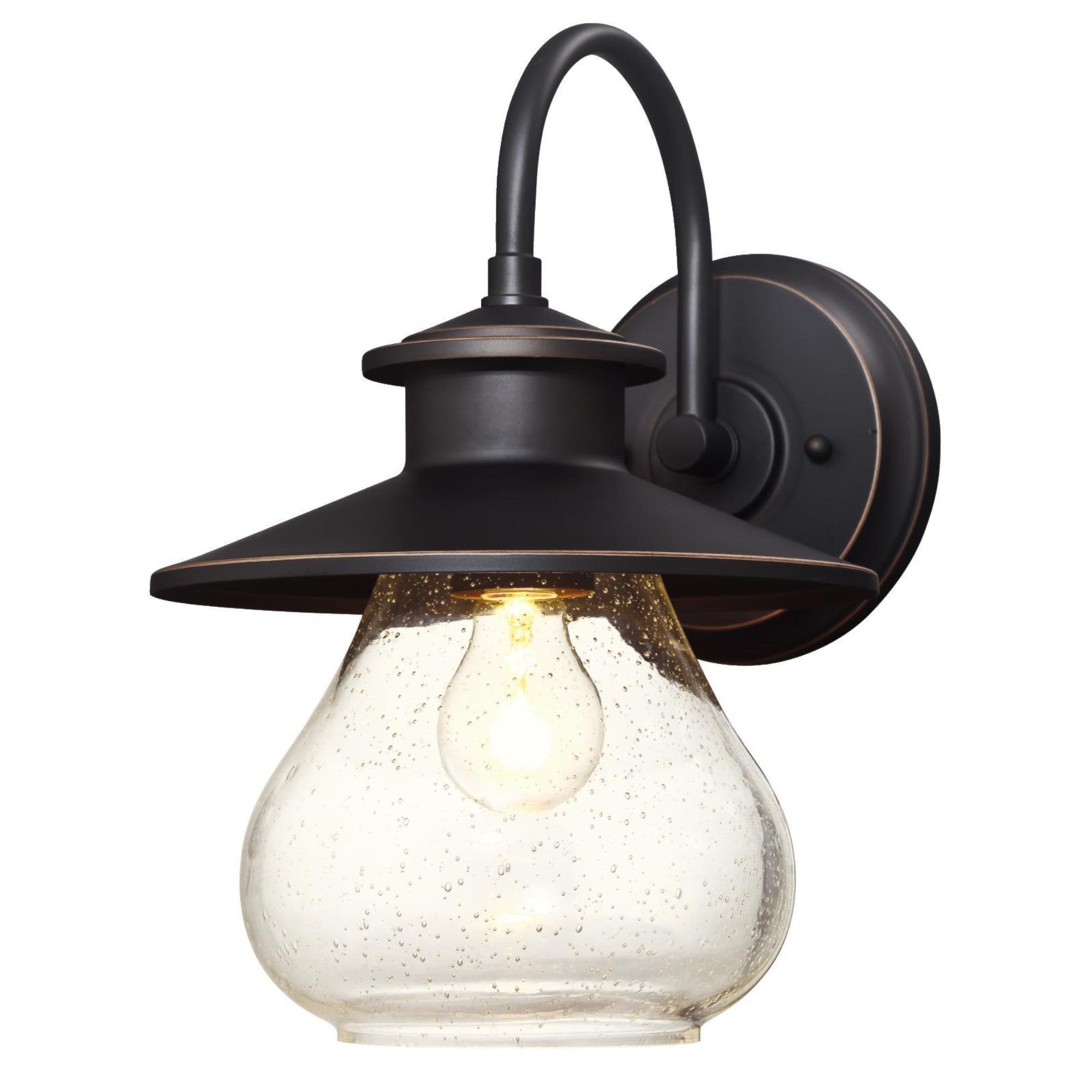 One-Light Outdoor Wall Fixture, Oil Rubbed Bronze Finish with Highlights and Clear Water Glass