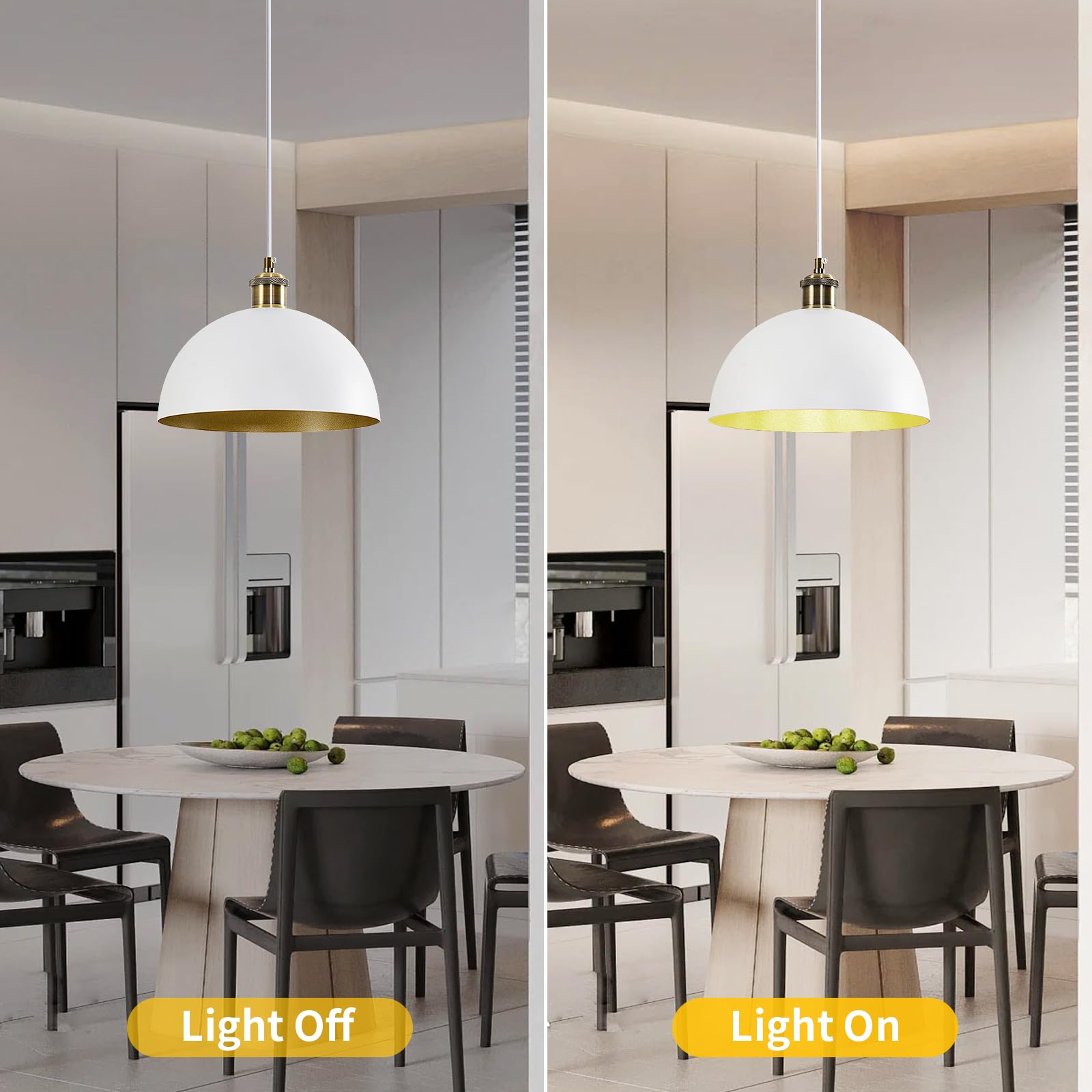 Modern Pendant Light,Farmhouse pendant light 17.72 "Farmhouse pendant light Industrial Large Dome Chandelier White and gold finish lighting fixture line length 78.74" Kitchen island, bedroom