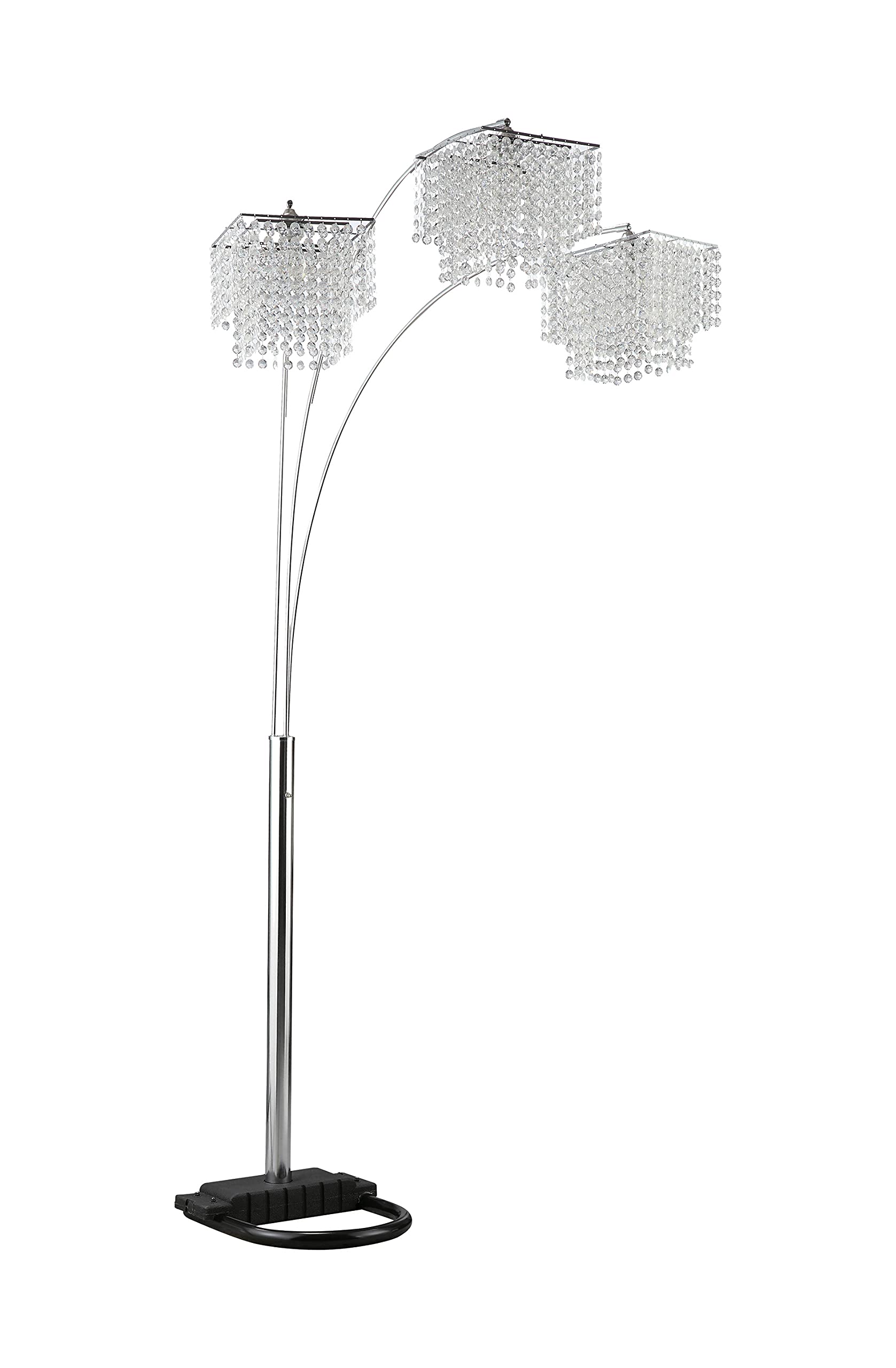 Coaster Home Furnishings Miriam Modern Glam 3-Light Hanging Crystal Drop Shade Arc Floor Lamp Chrome 901484