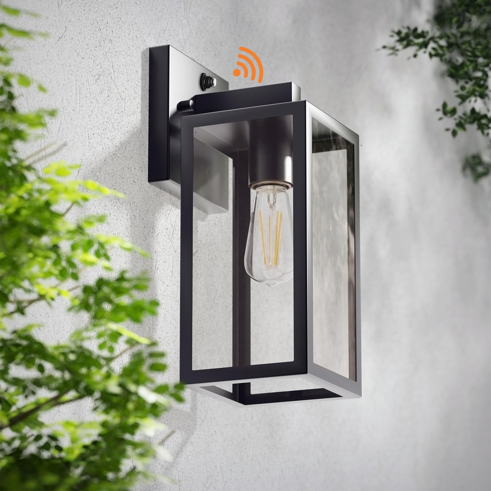 Outdoor Wall Lights, Waterproof Lanterns with Frame and Clear Glass Shade, Exterior Front Porch Lights Matte Black Wall Sconce, Modern Mounted Lighting for Patio Entryway Hallway, 2 Pack