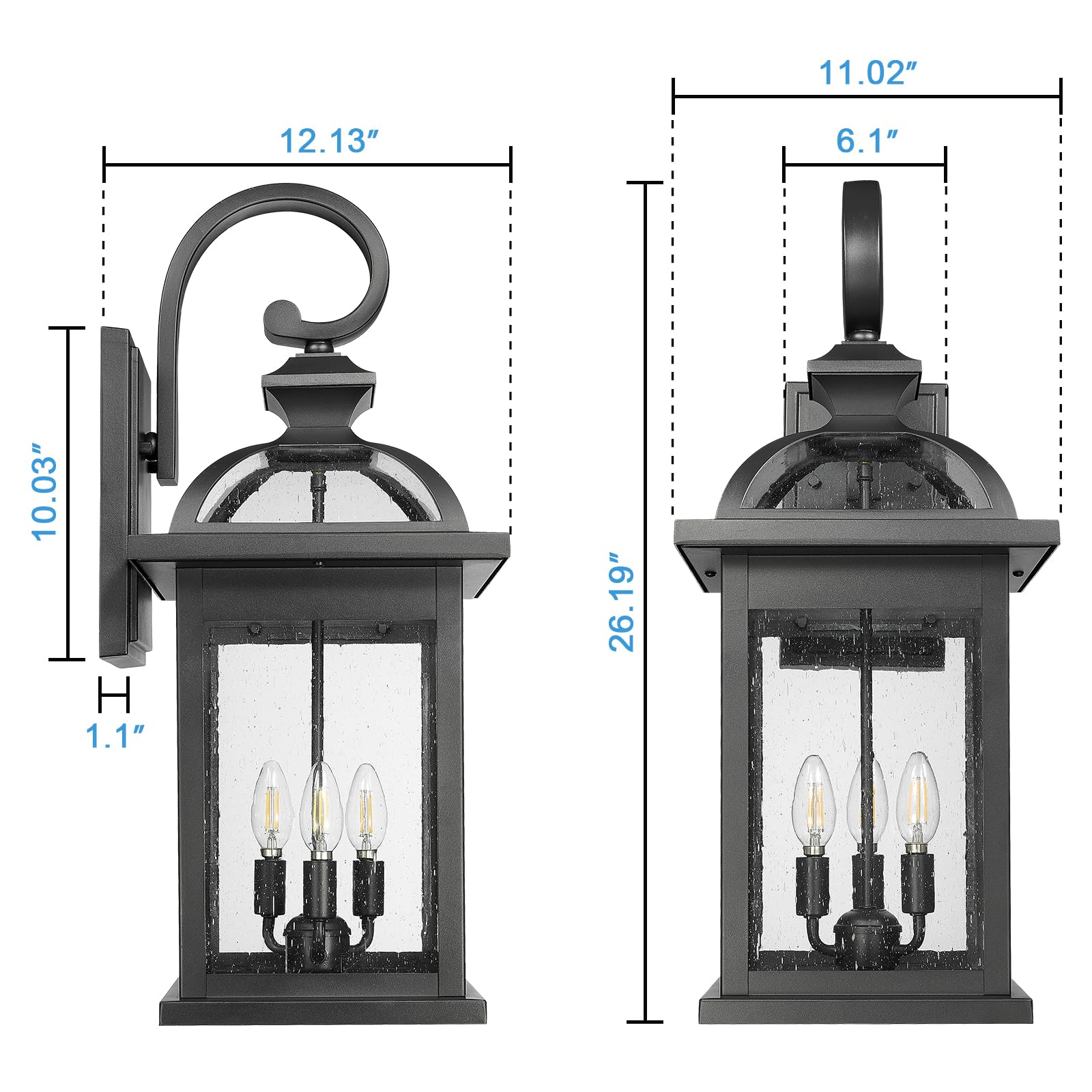 Outdoor Lights Fixtures Wall Mount, Outdoor Wall Sconce Lights with Seeded Glass Waterproof Outside Exterior Lights Fixture for House, Front Porch, Patio (1 Pack, White)