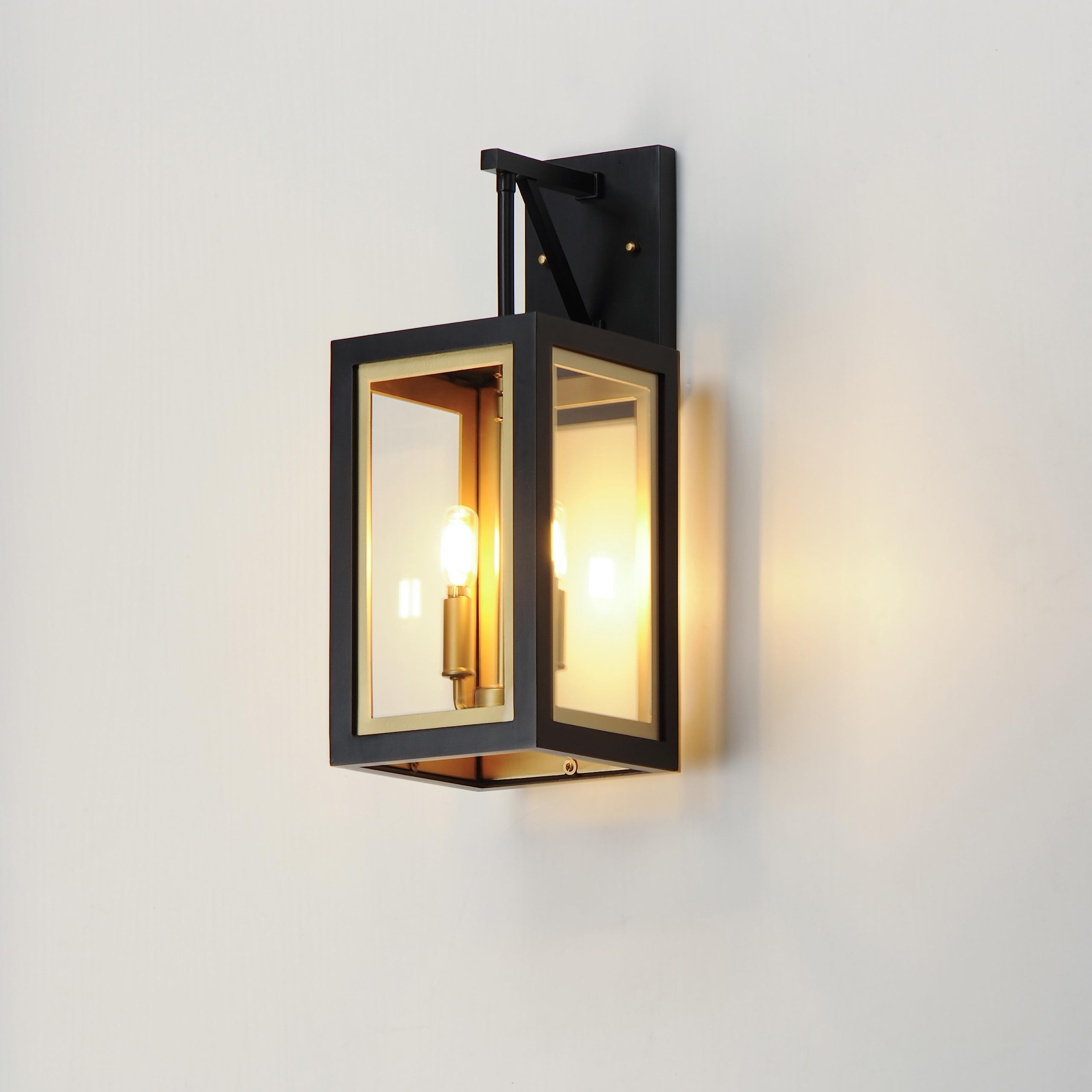 Lighting 30054CLBKGLD I Neoclass Collection 18 Inch Two Light Outdoor Wall Sconce I Black & Gold Finish I Modern Contemporary Light Fixture I