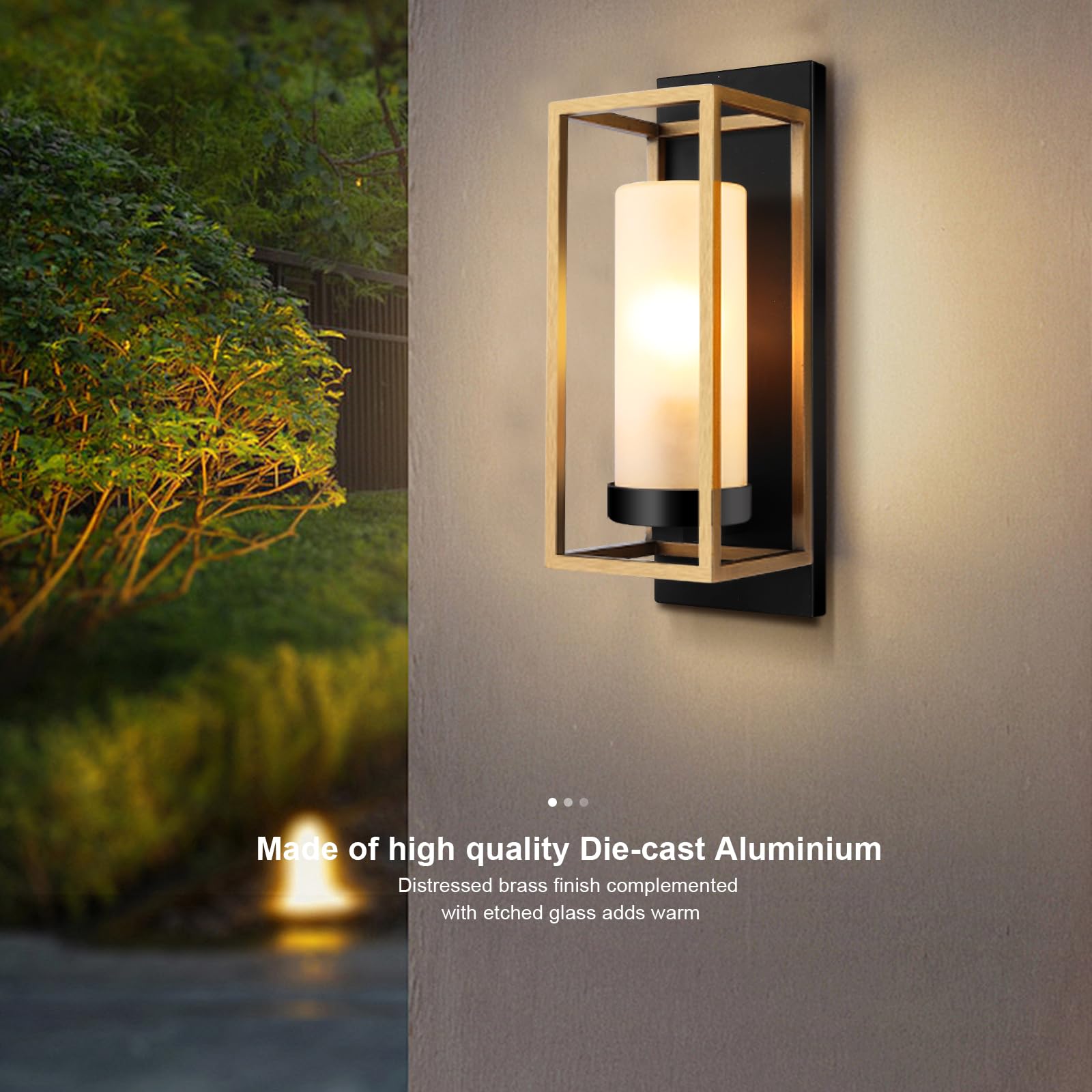 ALVIME Outdoor Wall Lights Fixture, Exterior Wall Lanterns, Waterproof&All-Weather Wall Sconce, Porch Outside Lights for Entryway, House Front Door Patio Garage, E26 Base&Etched Glass