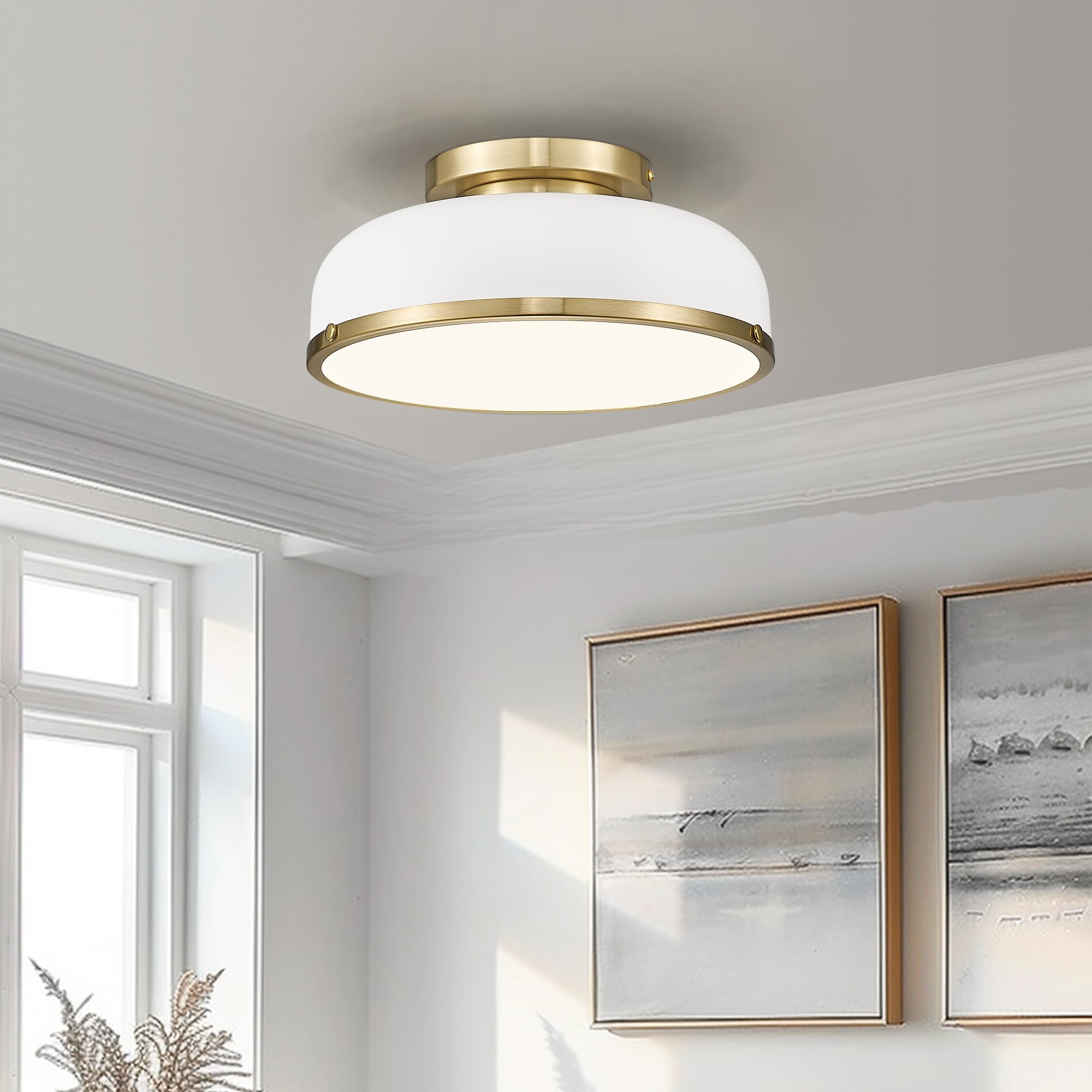 Ceiling Light, 12-inch LED Flush Mount Ceiling Light, Black and Gold Finish, 24W/1100lm Light Fixtures ceiling mount for Living Room, Bedroom, 3000K/3700K/4500K/5100K/6000K Adjustbale, KDCL15-BK