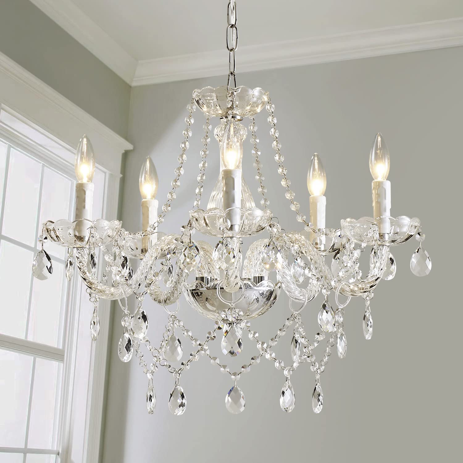 5 Light Modern Contemporary Elegant K9 Crystal Glass Chandelier Pendant Ceiling Lighting Fixture