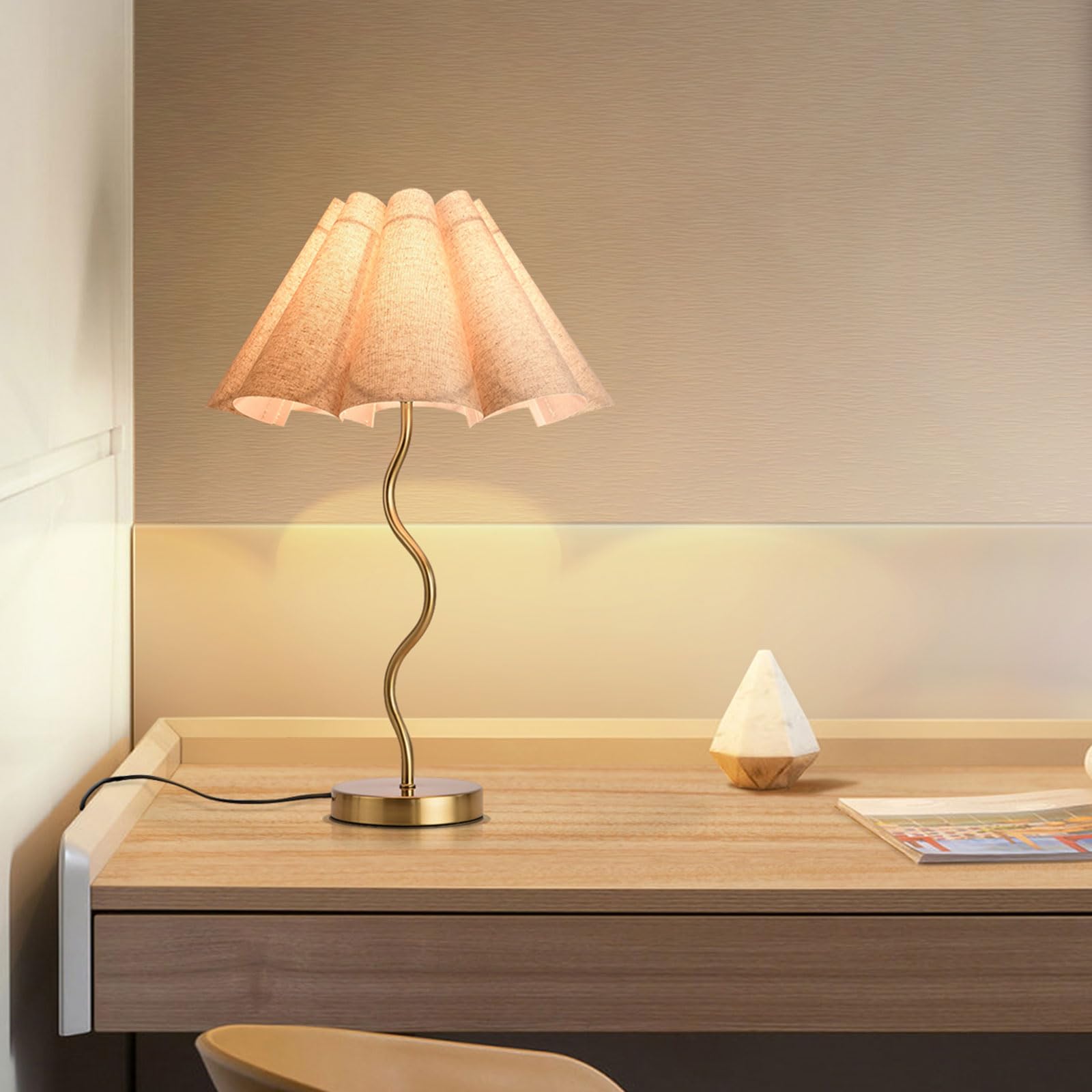 Small Table Lamp, Bedside Nightstand Lamp with Adjustable Beige Lampshade, Morden Mini Desk Lamp for Bedroom Home Office Decor