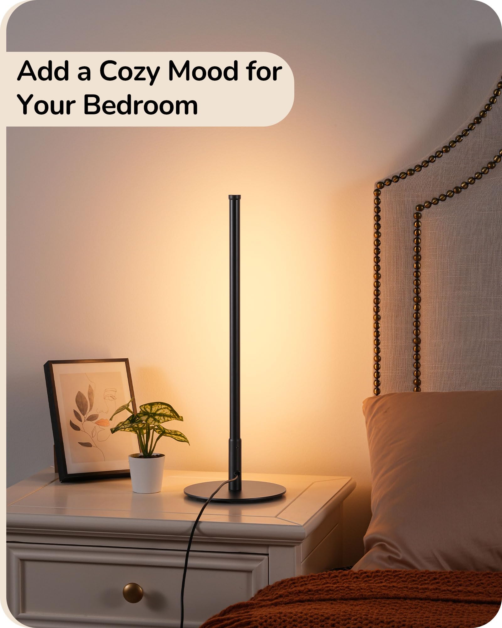 LED Table Lamp, Dimmable Bedside Lamp with 3 Colour Temperature, Touch Controller, Minimalist Lamp for Bedroom, Living Room, Corner Lighting, Gift, Reading, Metal Finish, Gold, 6W