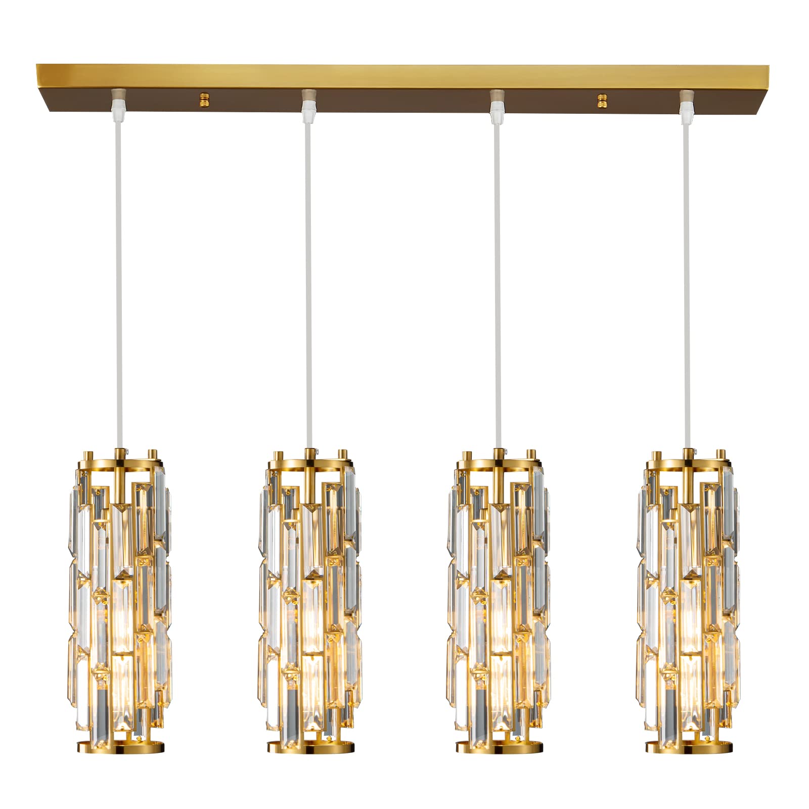 LMQNINE Pendant Lighting Modern Pendant Light, Mini Crystal Chandeliers,Adjustable Pendant Light Fixture for Kitchen Island Dinning Room Bedroom (Gold, 3-Light)