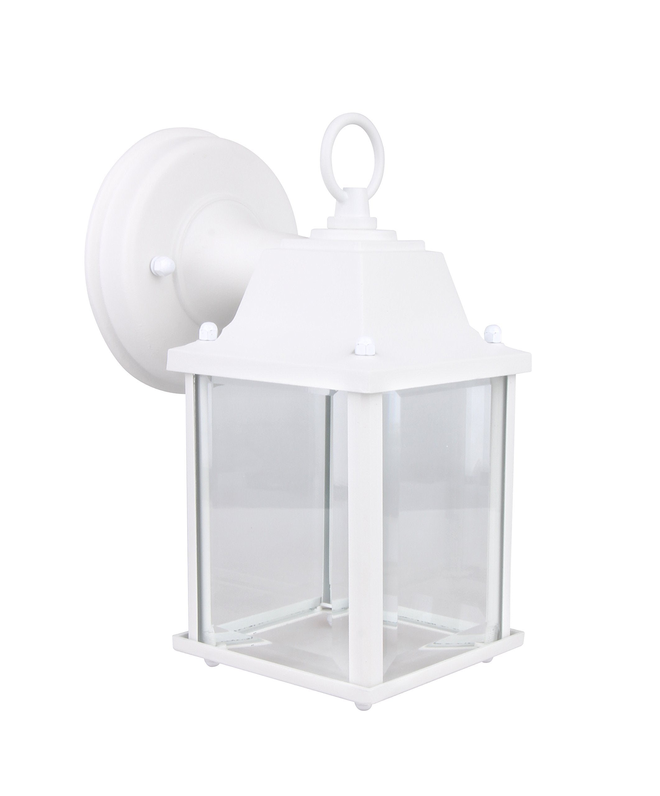 Outdoor LED Wall Lantern, Wall Sconce as Porch Light, 9.5W 800 Lumen, Aluminum Housing Plus Glass, 5000k-Matte White Finish, 2-Pack