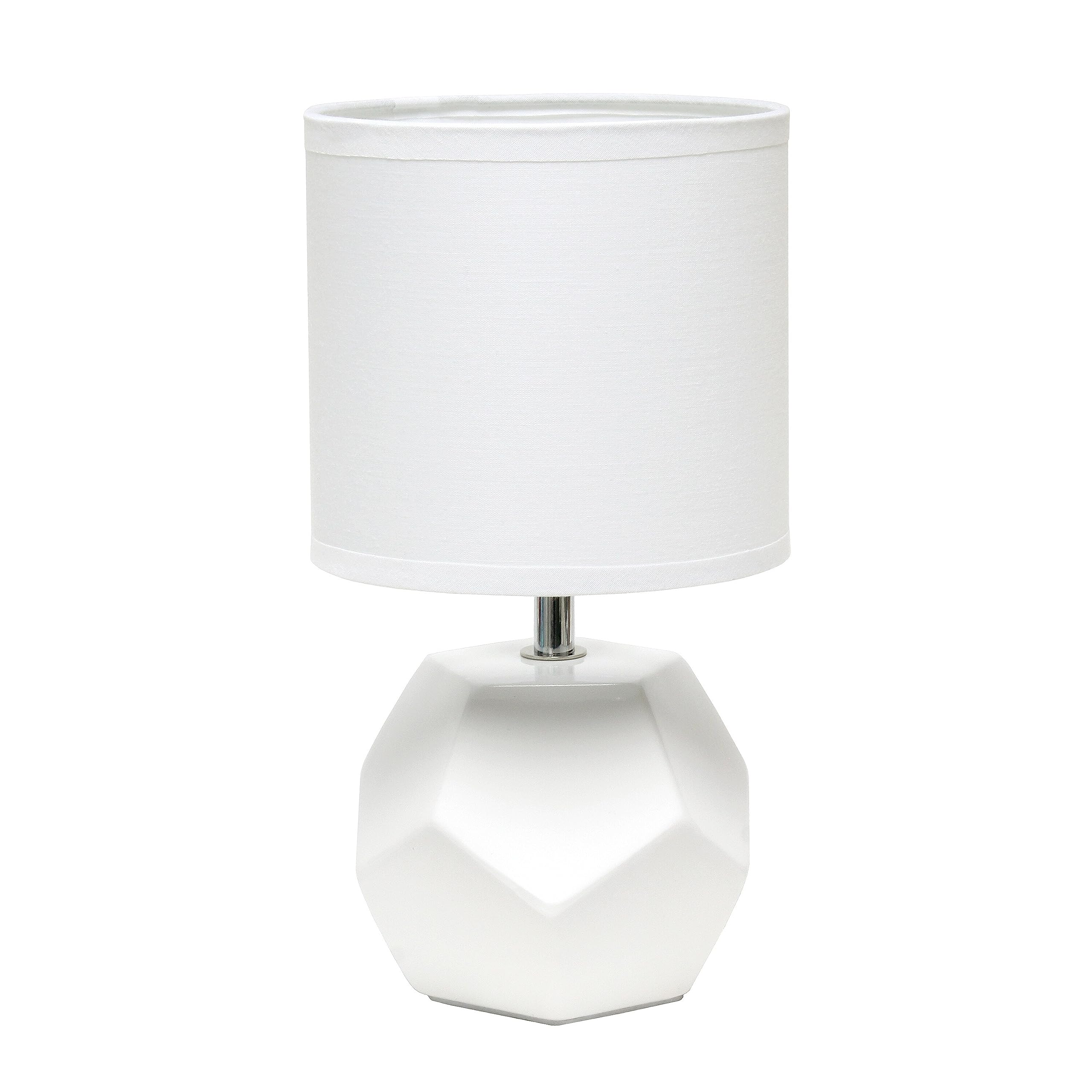 Round Prism Mini Table Lamp with Matching Fabric Shade, Gray