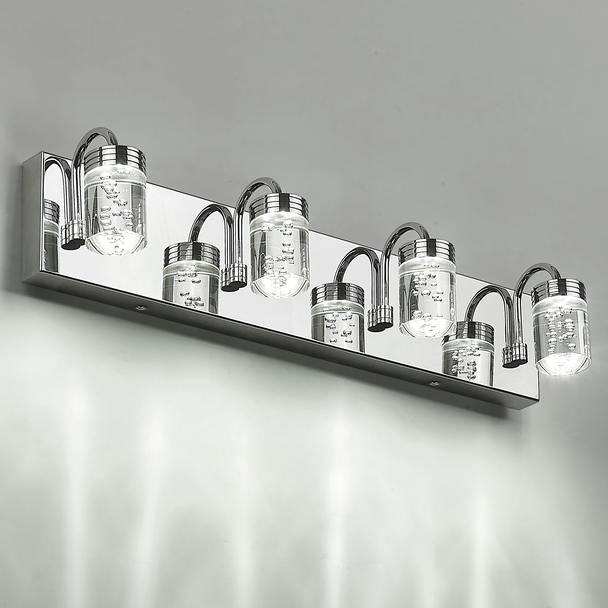 4 Lights Dimmable Crystal LED Vanity Light, Modern Matte Black Bathroom Light Fixtures 16W 3000/4000/5000K, LMS-193